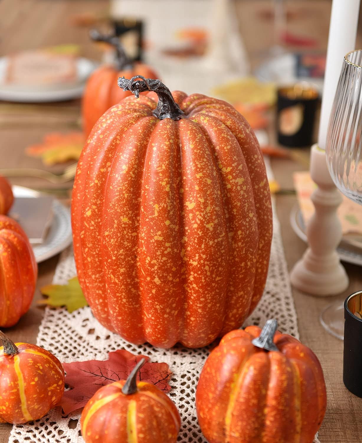 Lvydec Artificial Pumpkins Set 7pcs Harvest Decoration
