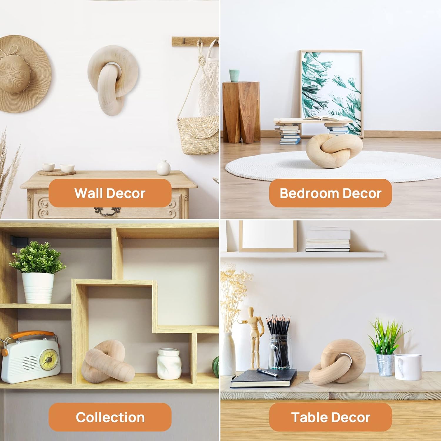 Handcarved Wood Chain Decor for Home