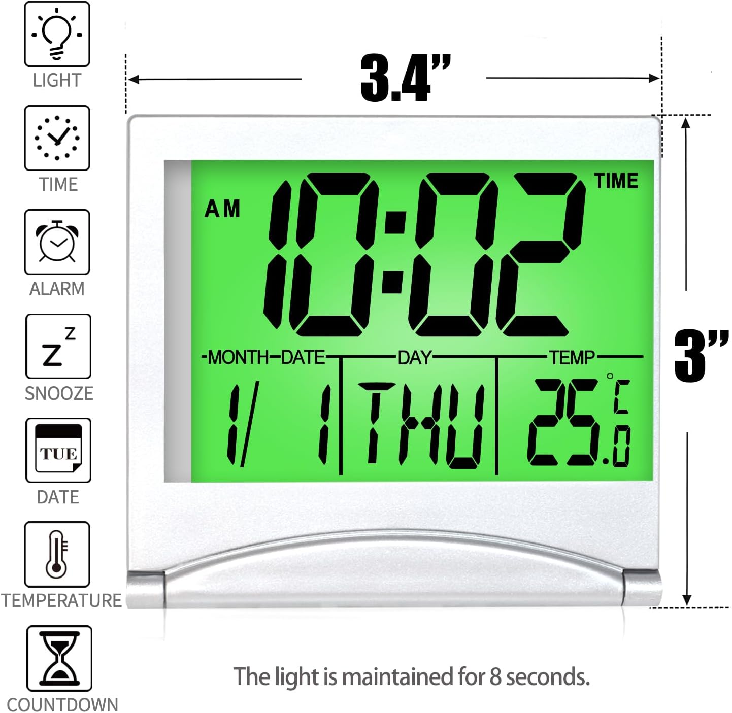 Betus Digital Travel Alarm Clock with Backlight