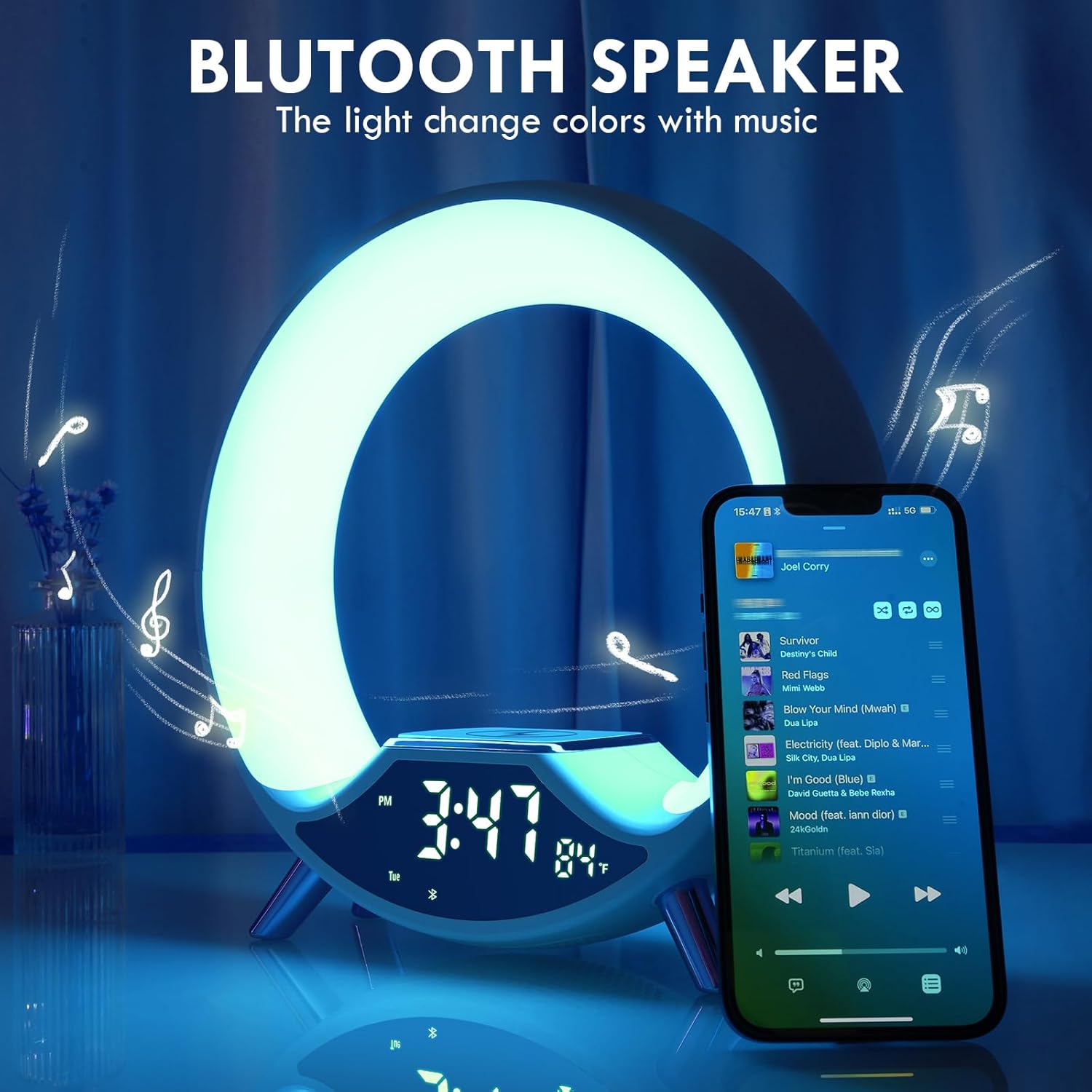 GuDoQi Sunrise Alarm Clock with Wireless Charging and Bluetooth