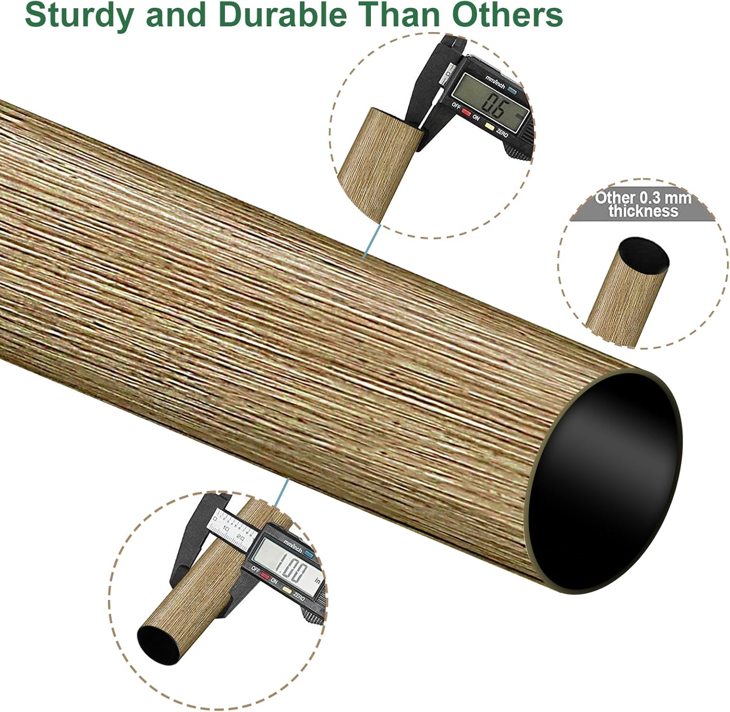 Byondeth Adjustable Window Curtain Rods 1 Inch Diameter with Wood Grain Finials