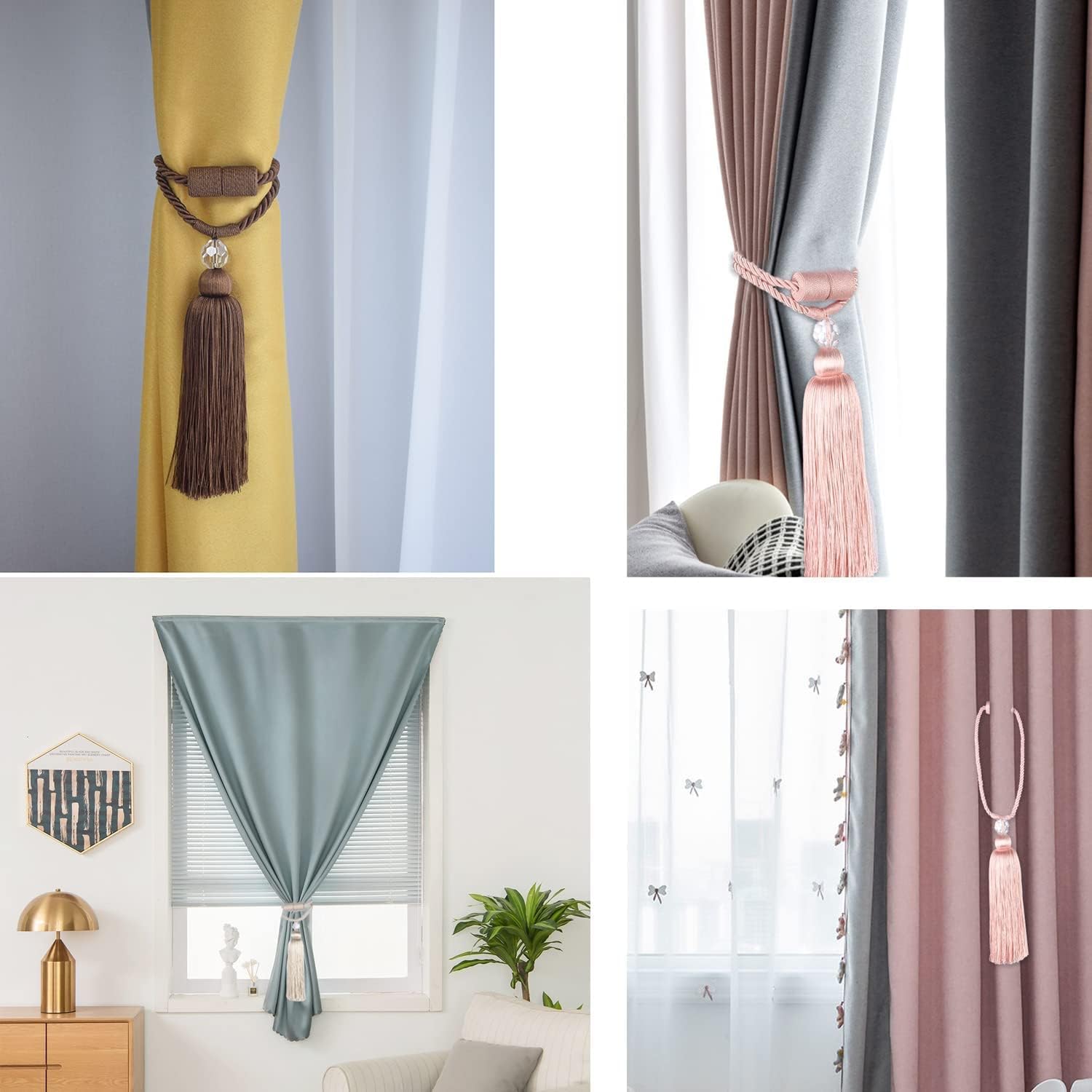 BEL AVENIR Magnetic Curtain Holdbacks with Tassels