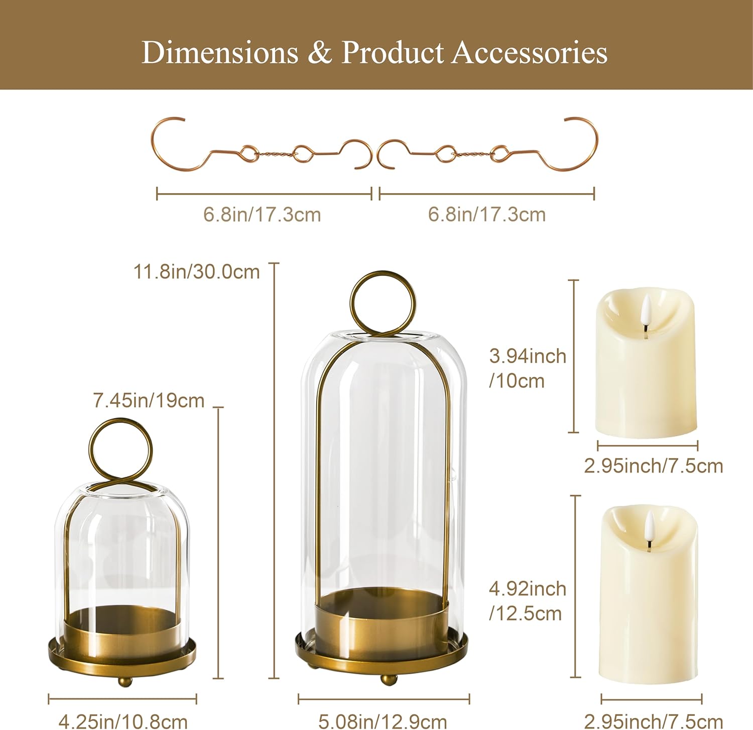 Ganwu 5 And 4 Inch Metal Candle Holder Set