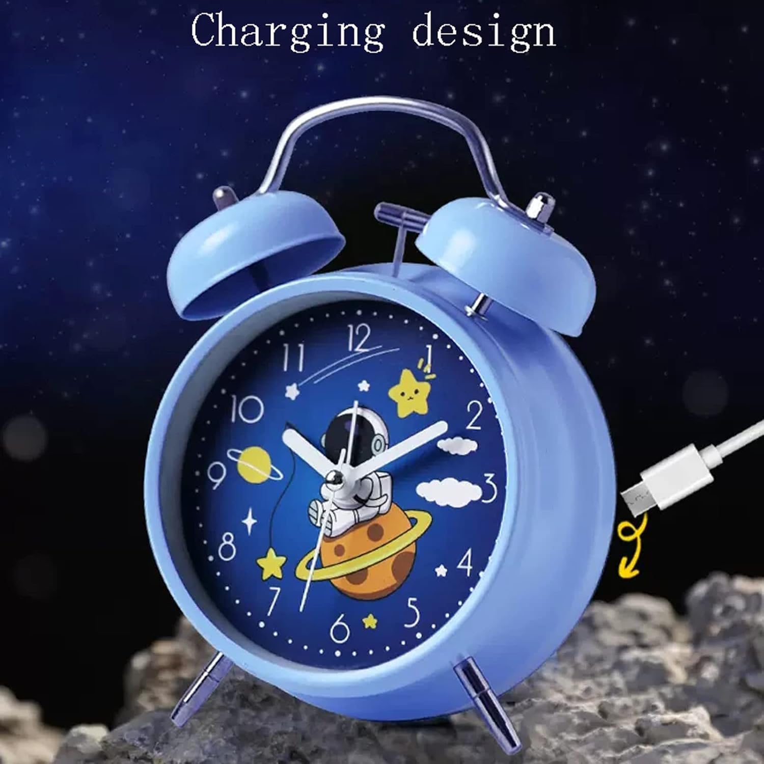 Digital Alarm Clock with Double Bell Sound Rechargeable and Luminous