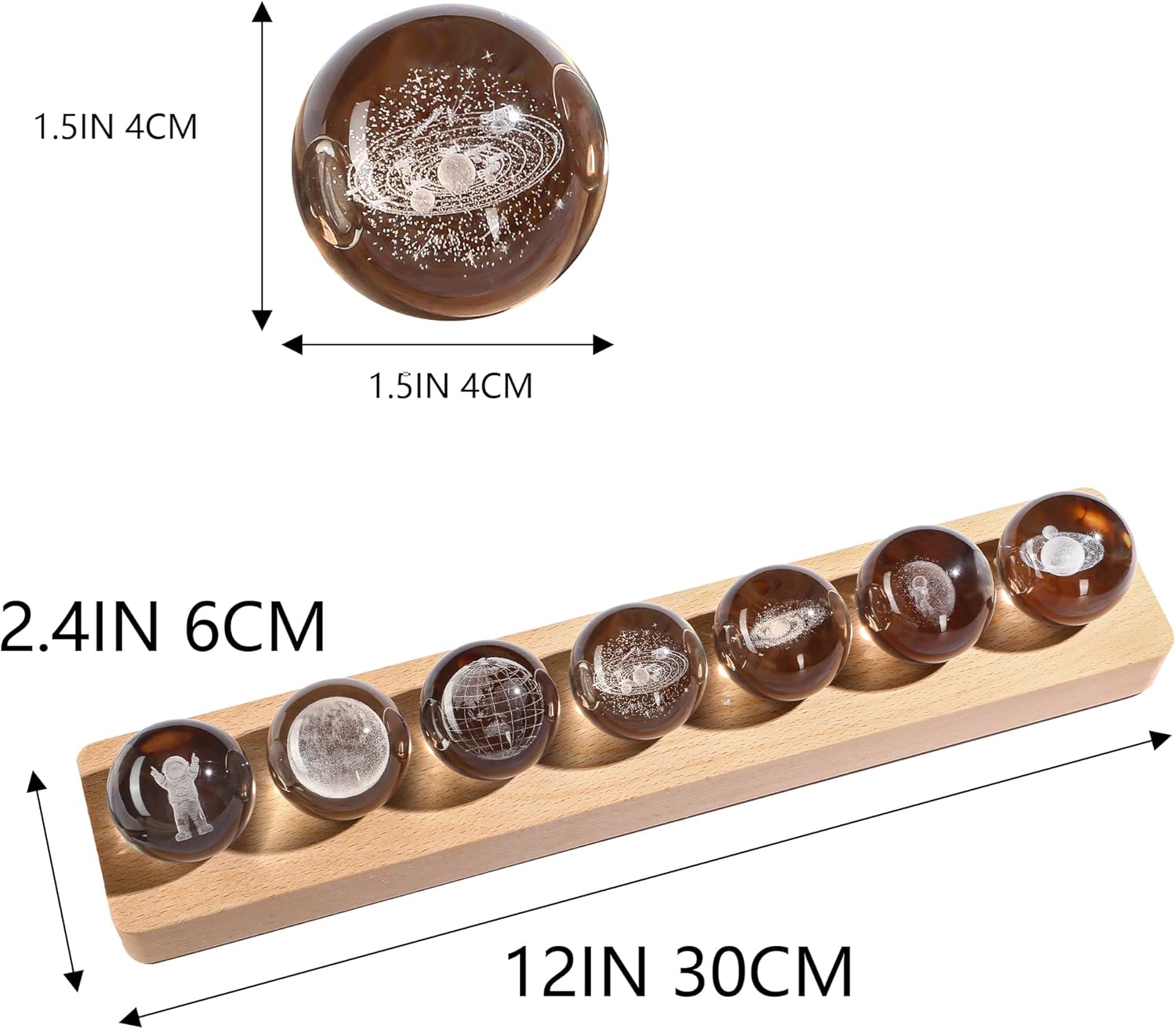 ZEERSHEE 3D Galaxy Planet Crystal Ball Night Light with LED Wooden Base
