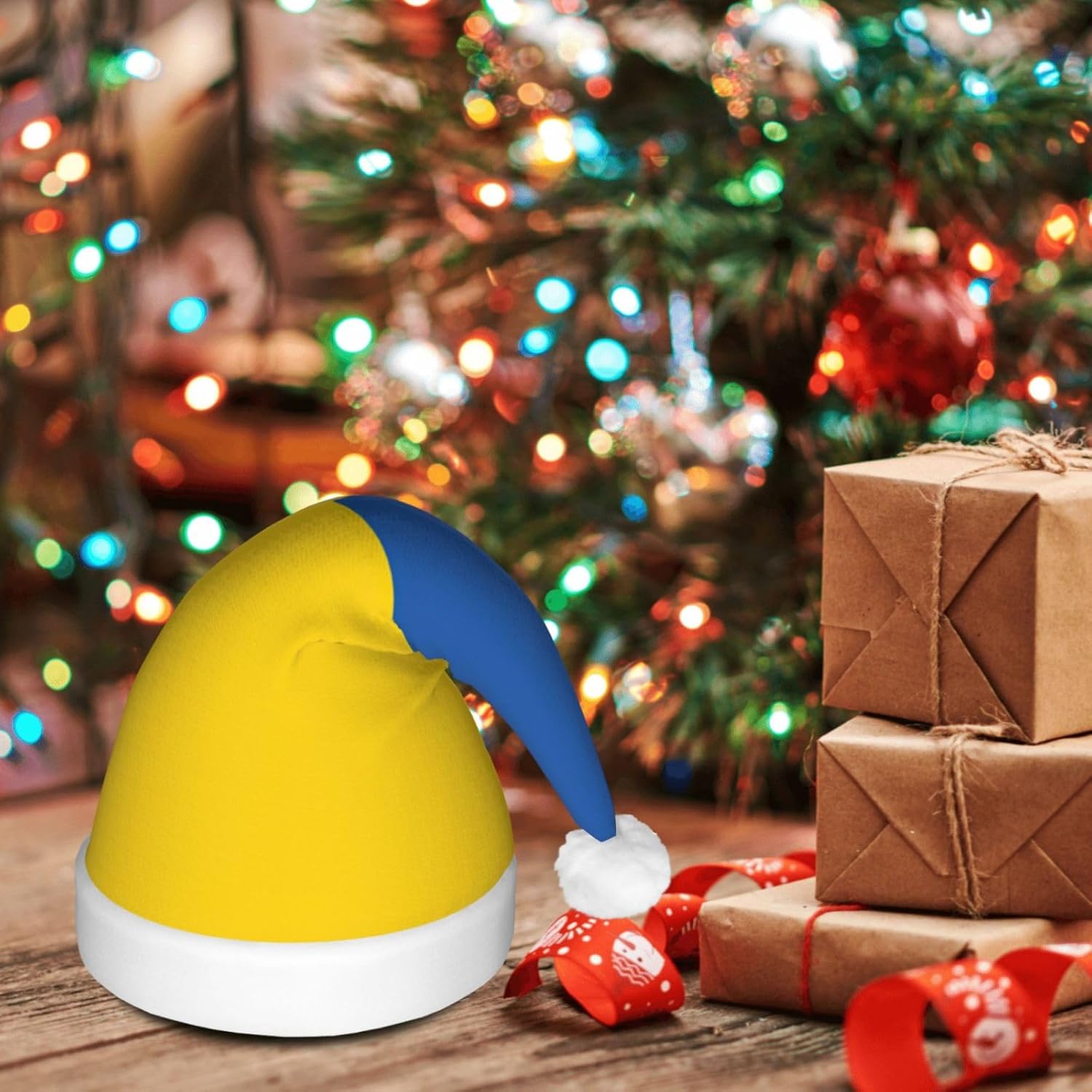 Ukraine Flag Christmas Hat with LED Lights