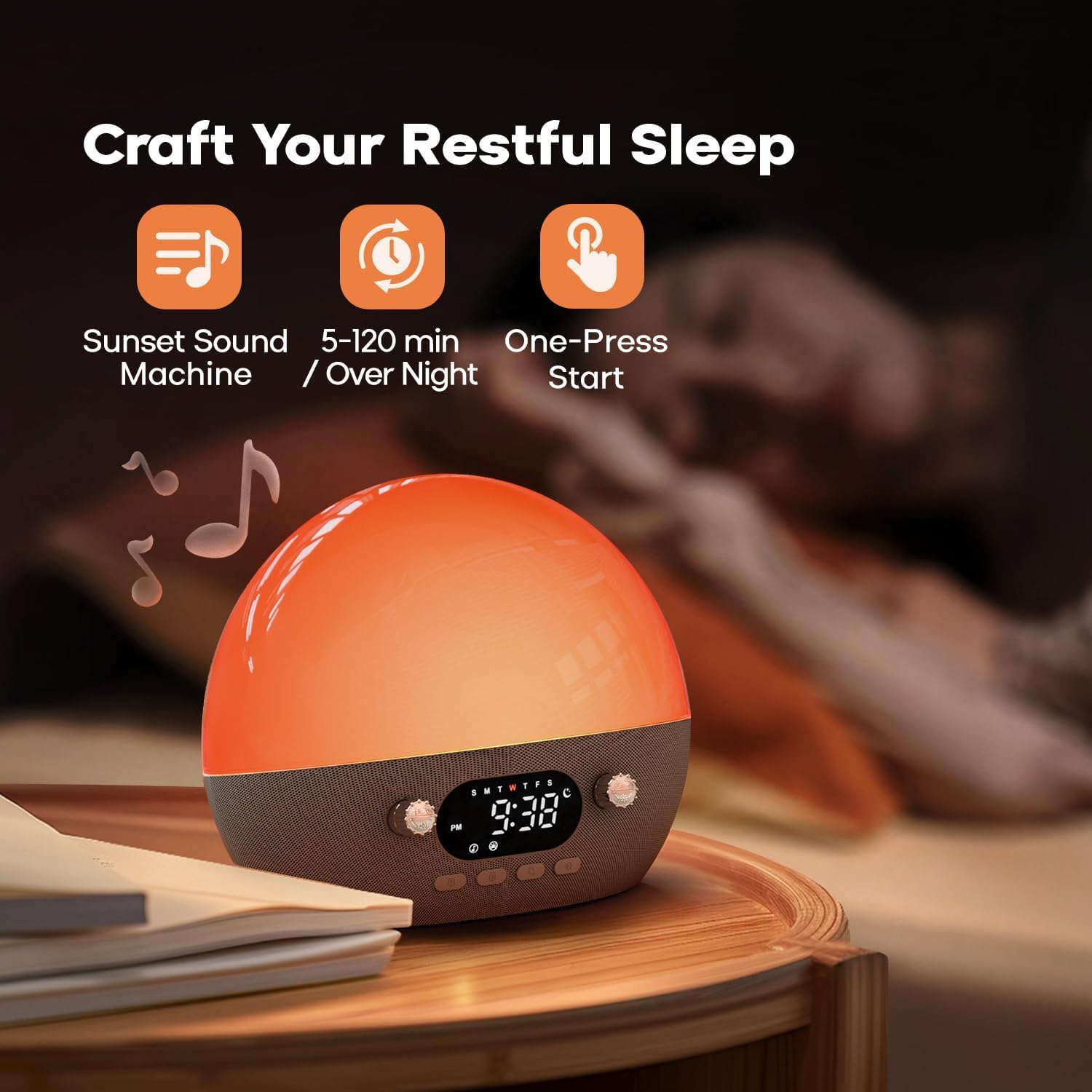 Dekala RestOnn Sunrise Alarm Clock with Night Light and White Noise