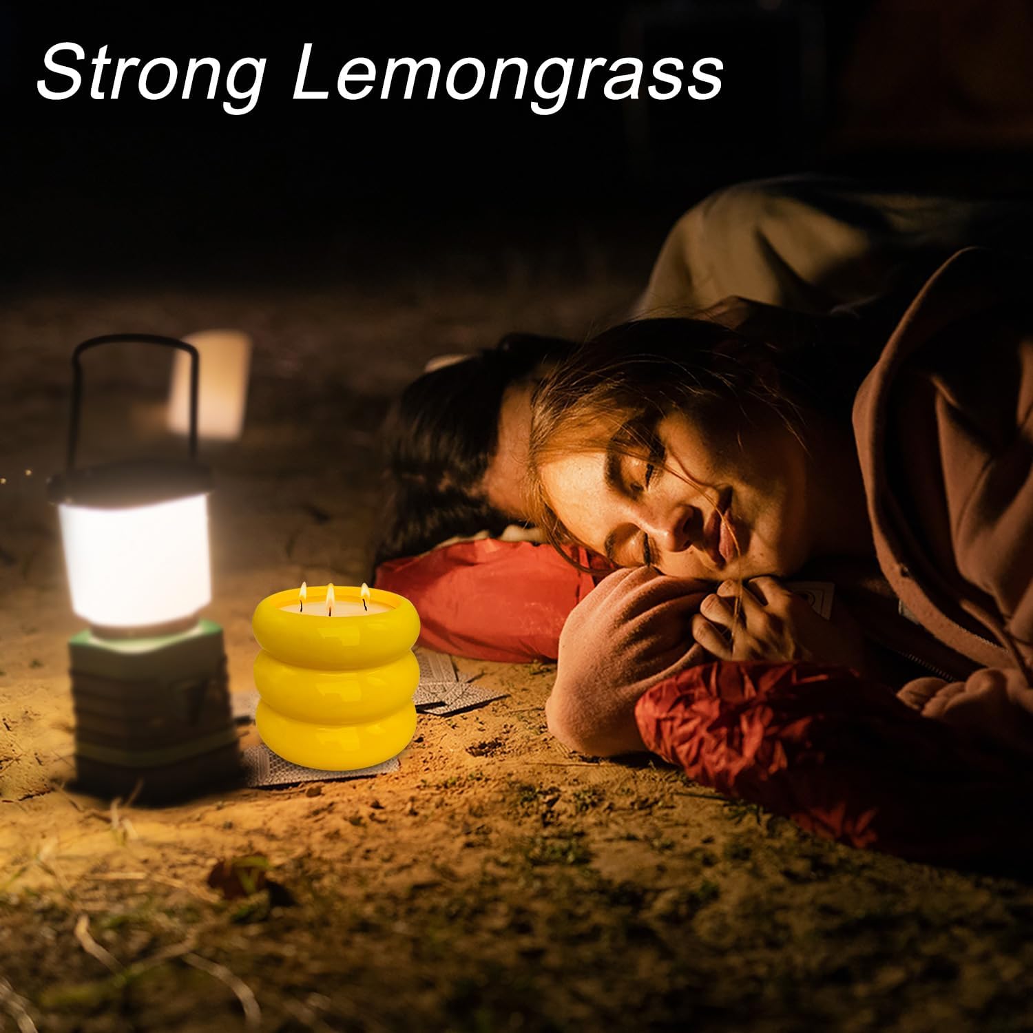 Yellow Ceramic 3 Wick Citronella Candle 18oz for Outdoor Use