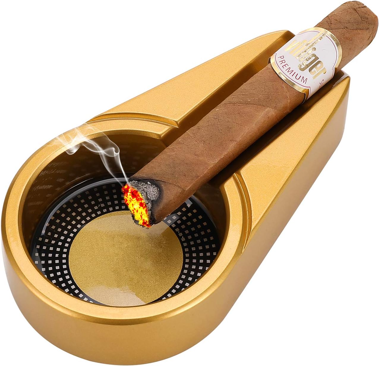 CiTree Cigar Travel Ashtray in Gold Metal