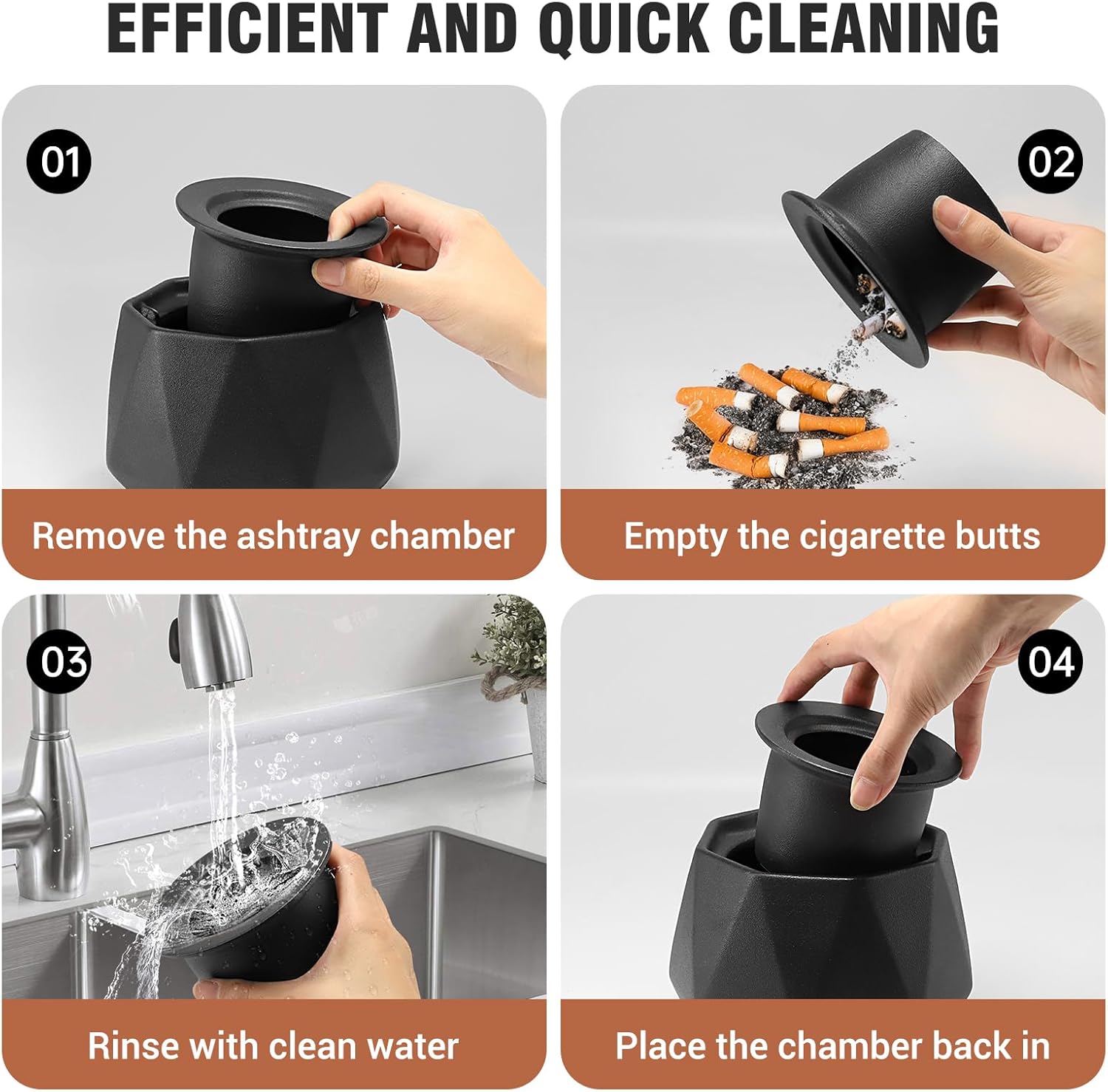 Wewow Ceramic Ashtray with Lid for Home and Outdoor Use