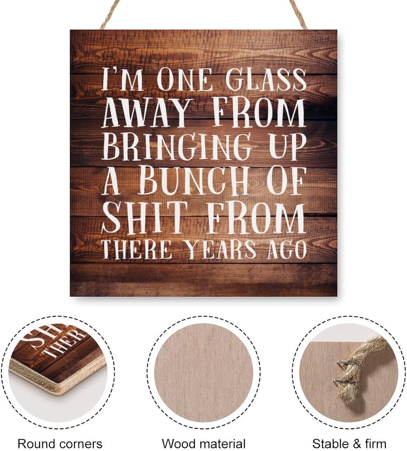 Elvoes Farmhouse Rustic Wood Plaque Sign 4x4