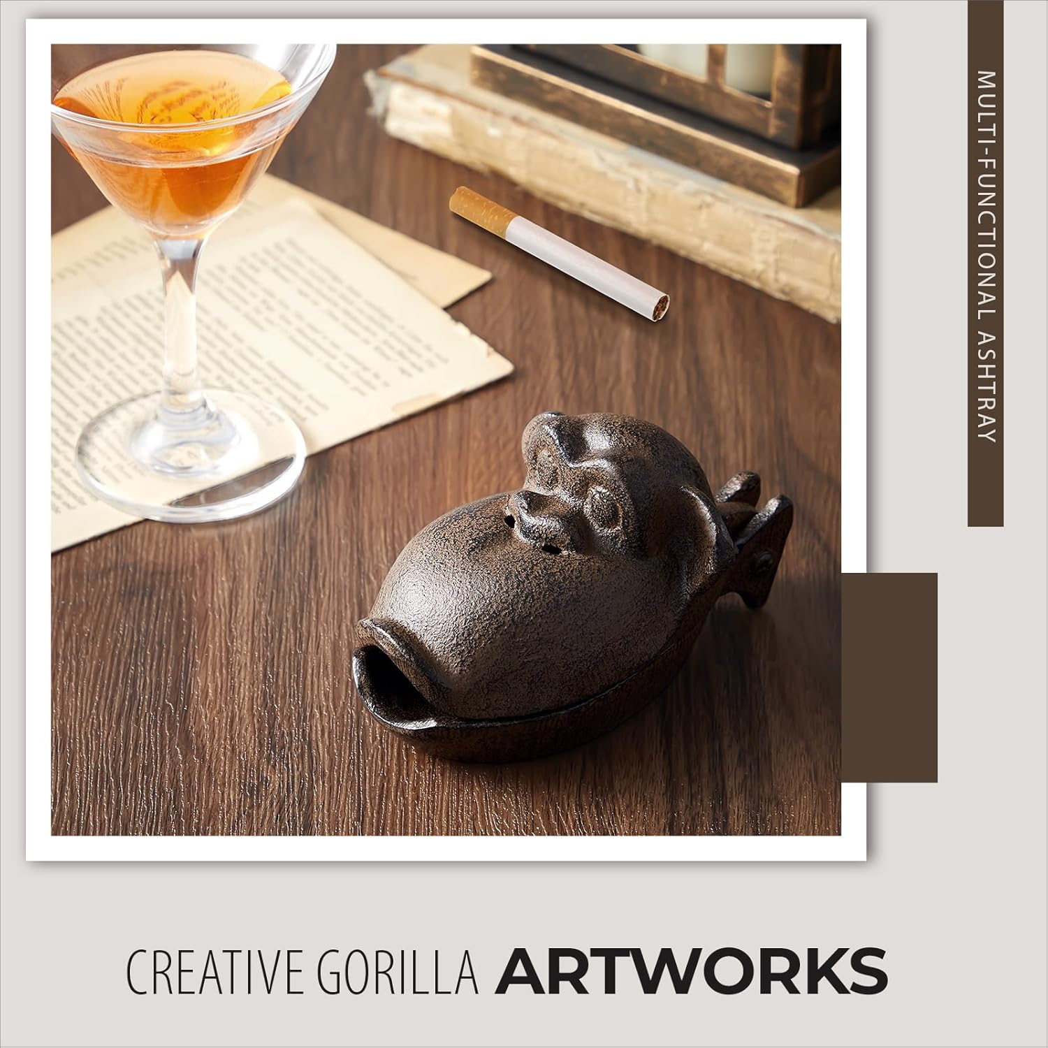 LemonRoad Cast Iron Monkey Cigar Ashtray