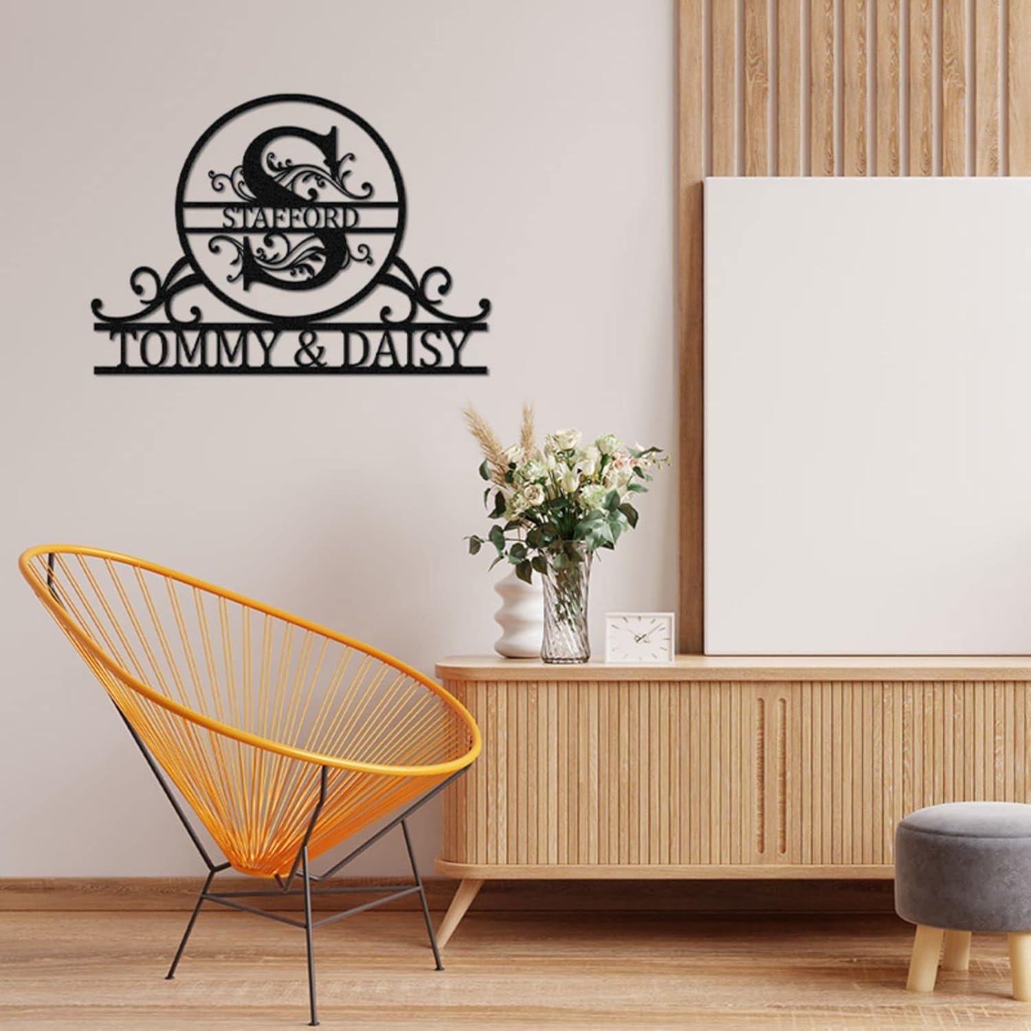 Custom Name Metal Sign - Personalized Last Name Monogram Wall Decor