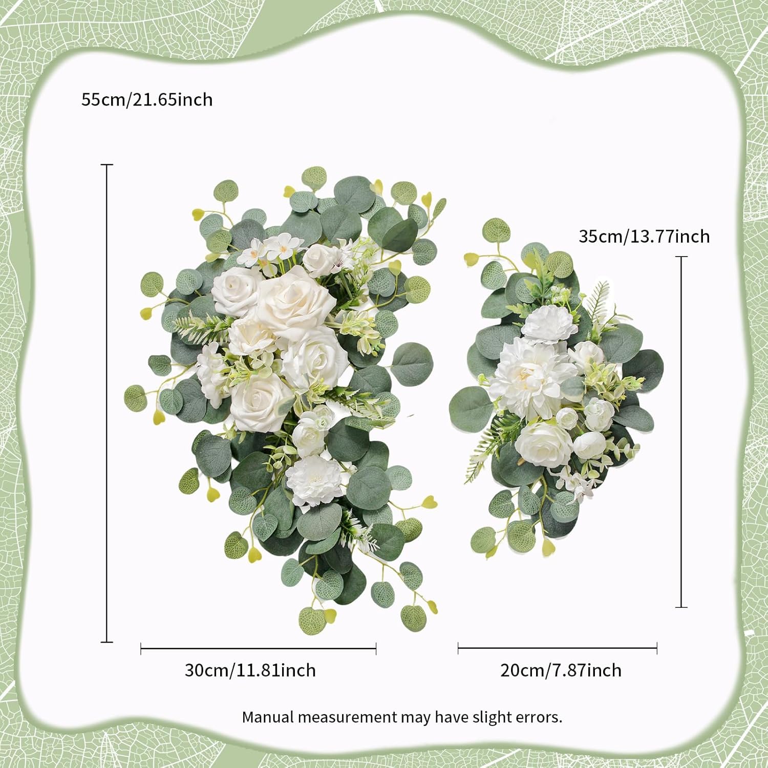 Artificial Wedding Arch Flowers Set of 2 White