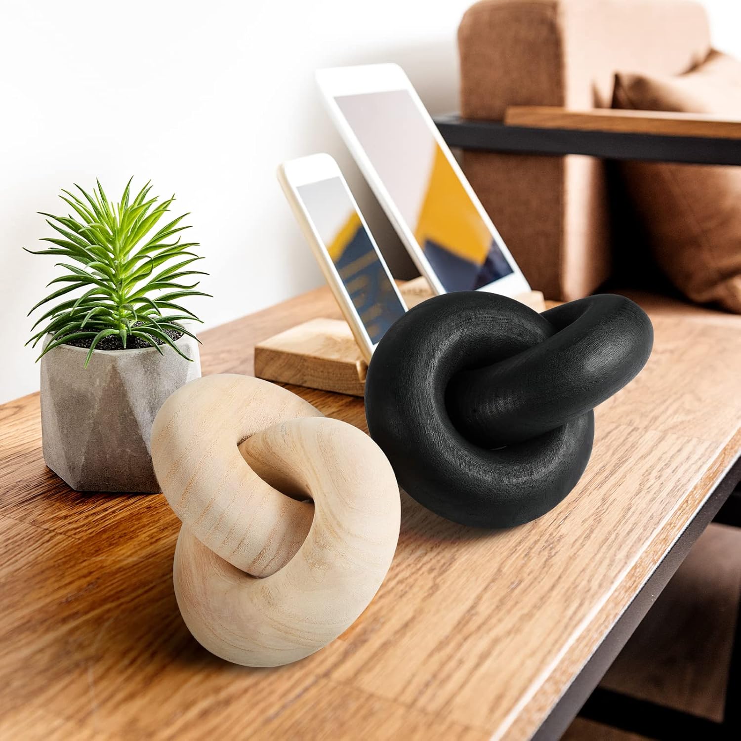 Handcarved Wood Chain Decor for Home