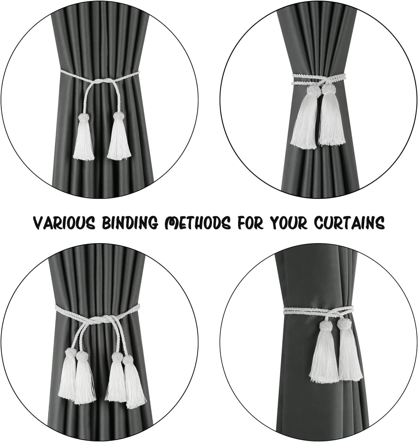 BEL AVENIR 2 Pack Curtain Tiebacks with Tassels