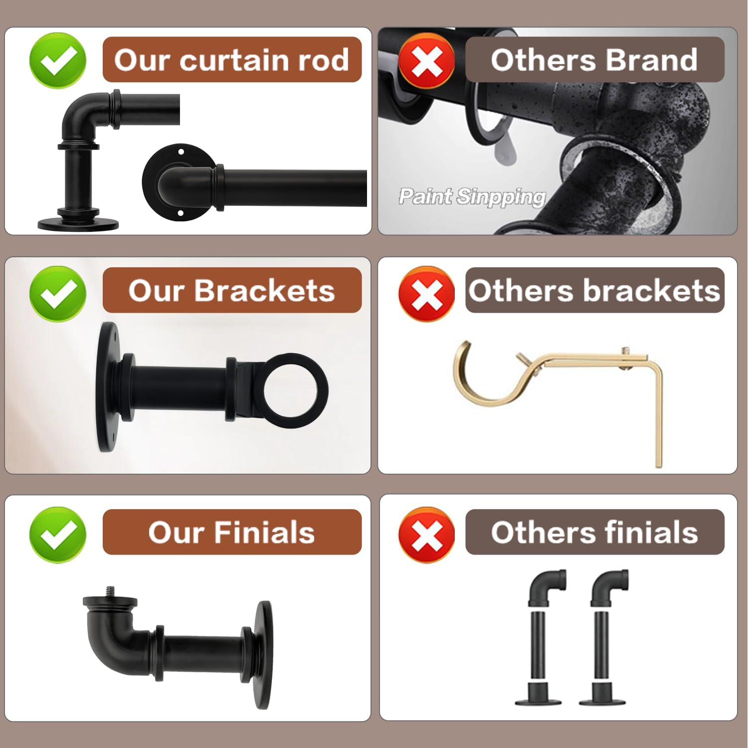 Industrial Curtain Rods 18-120 Inch Adjustable Blackout Rods