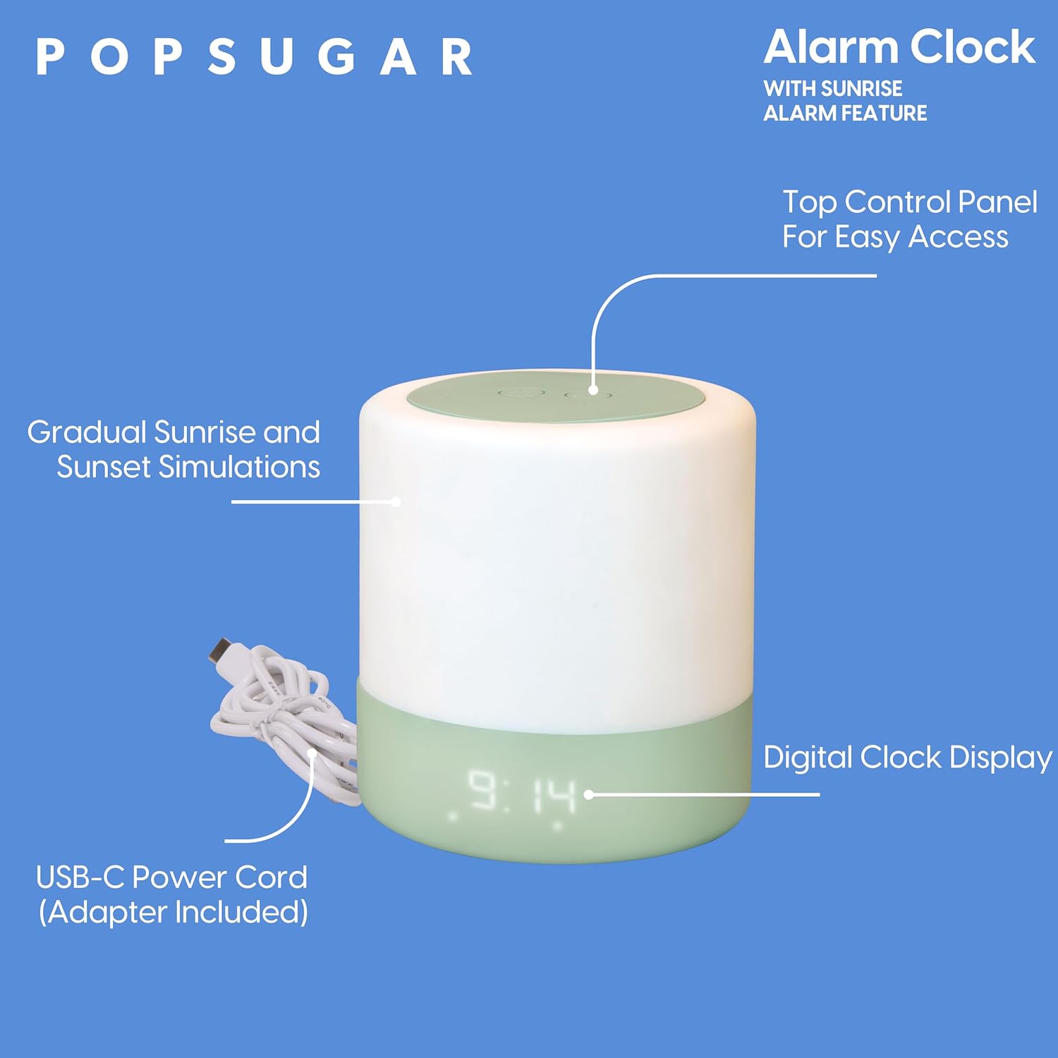 POPSUGAR Sunrise Alarm Clock with Gentle Wake Up and Natural Light Simulation