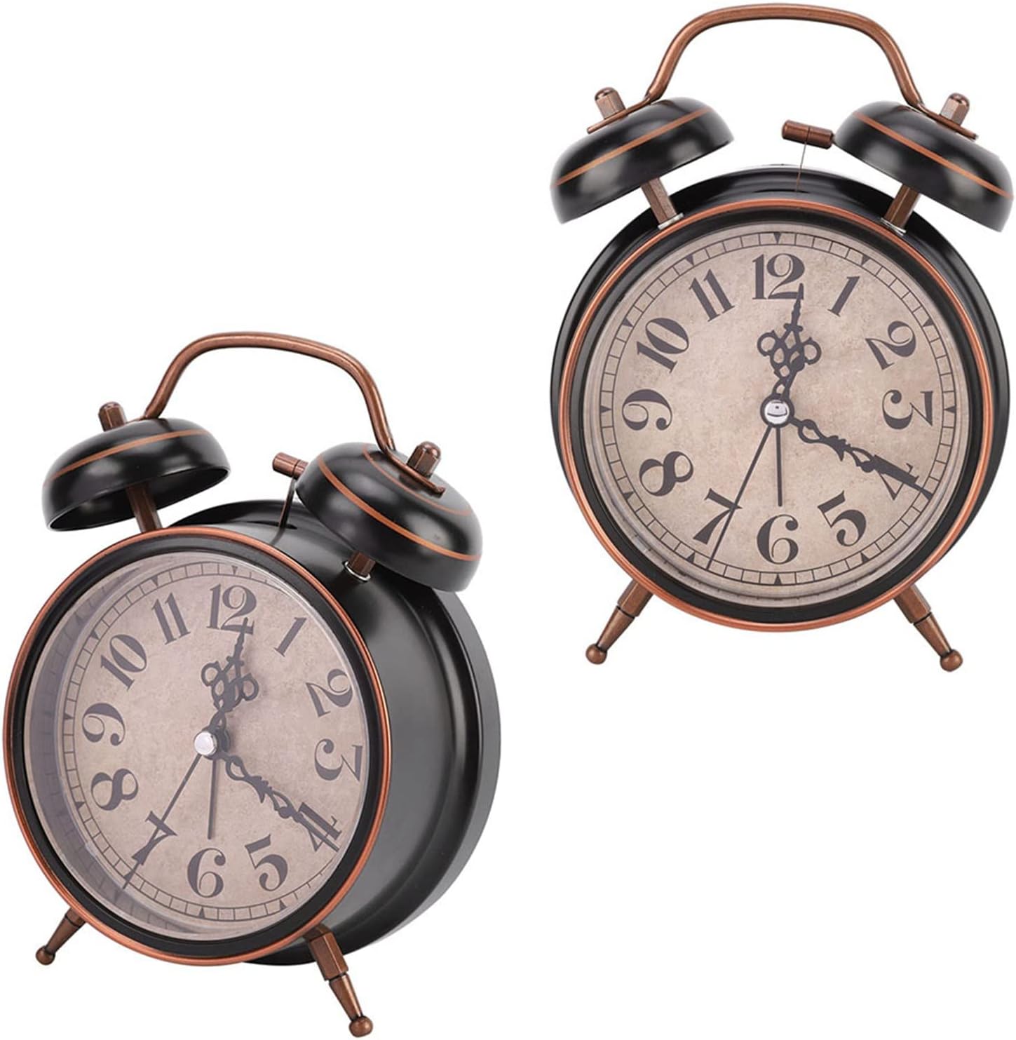 Tbest Double Clock 4in Retro Alarm Clock with Night Light