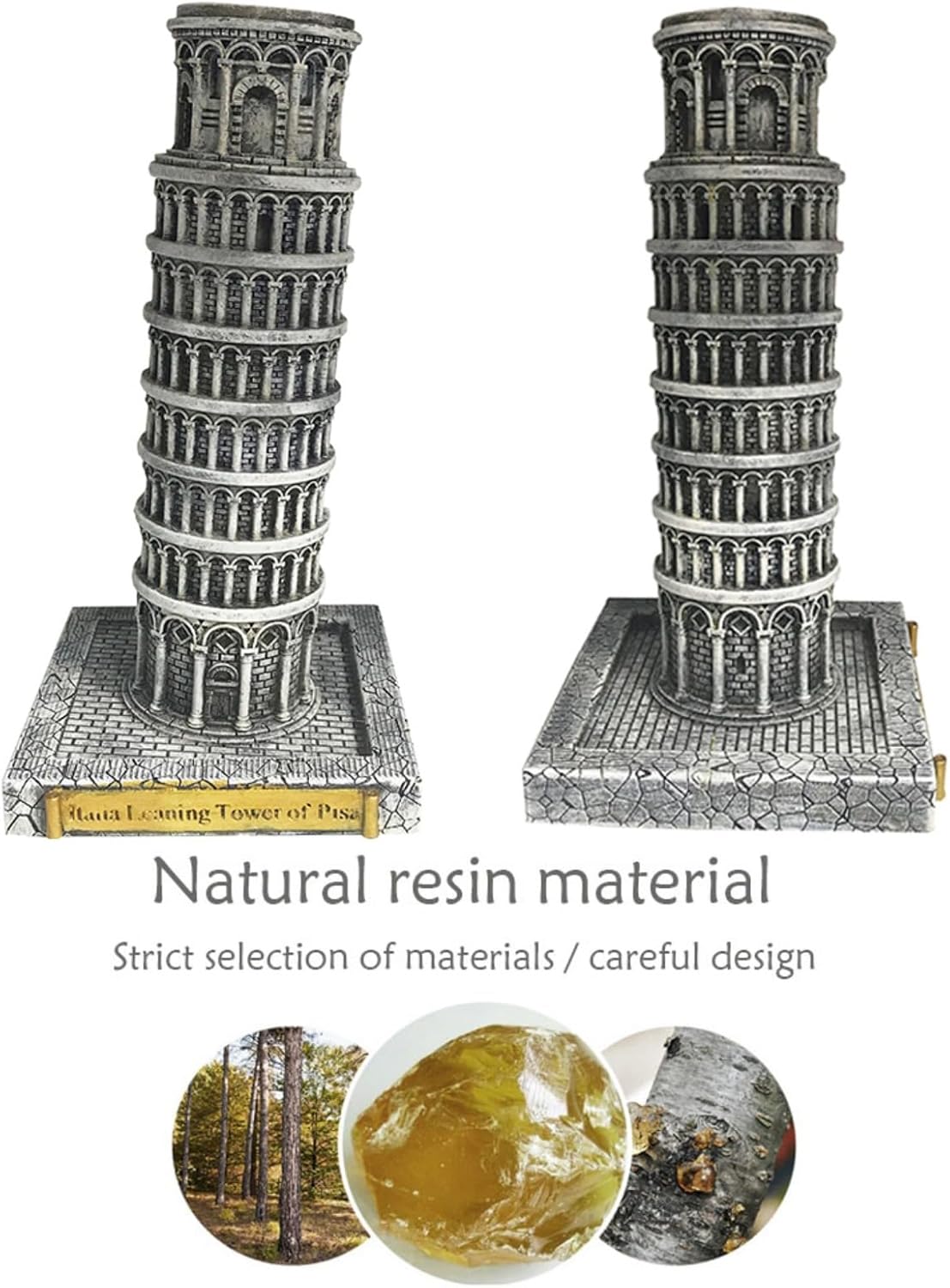 Italy Leaning Tower of Pisa Resin Statue - Gray