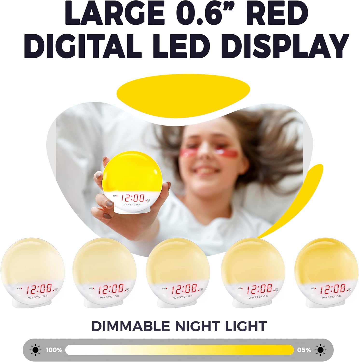 Westclox Sunrise Alarm Clock with Dimmable Nightlight and Sunset Simulator