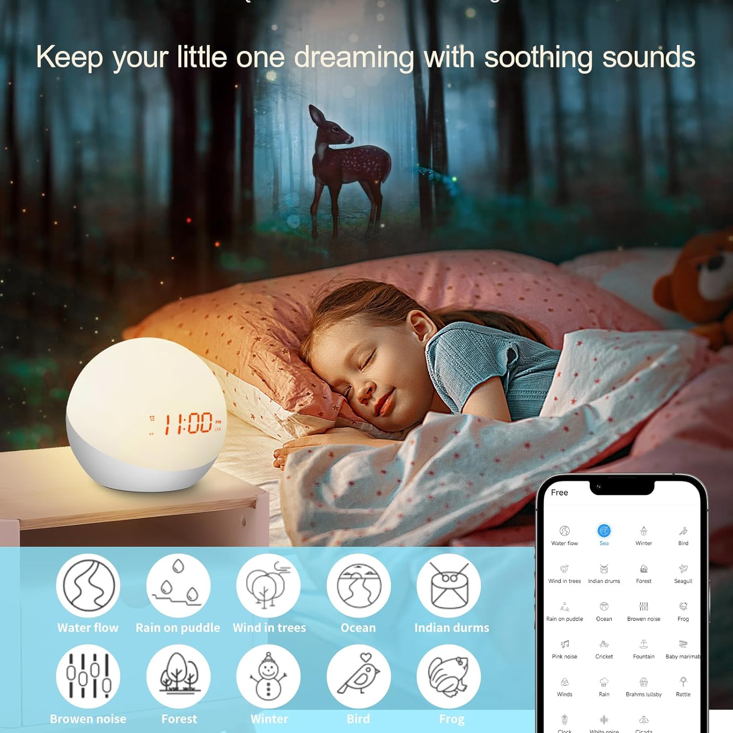 Homidy Alarm Clock for Kids with Night Light and Sound