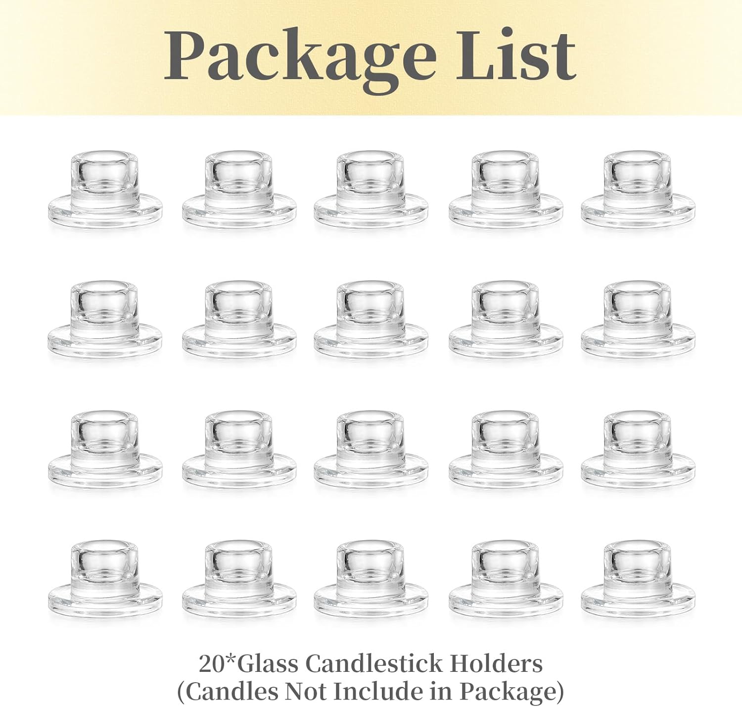 Hewory 20PCS Clear Taper Candle Holders Set