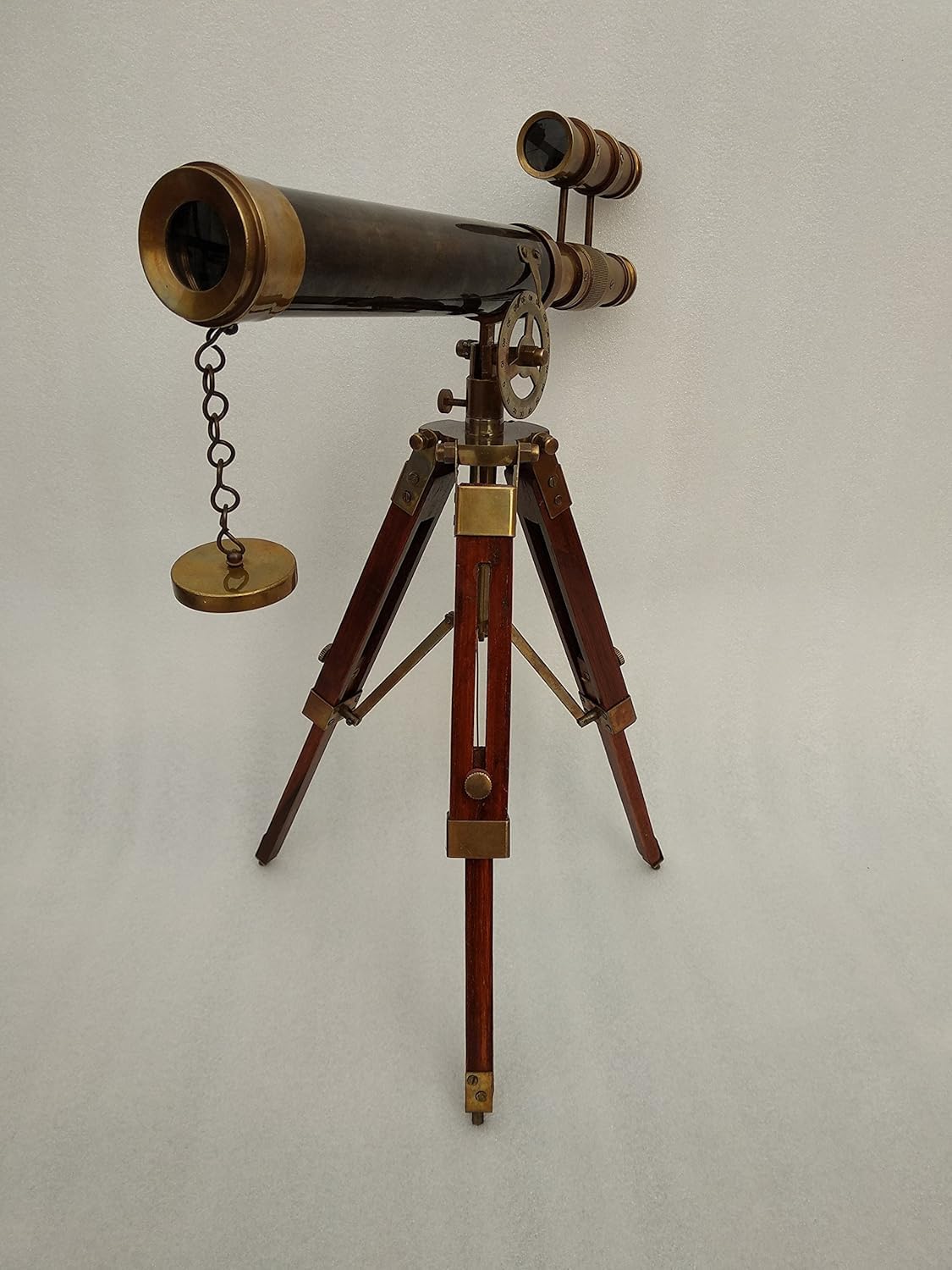 1915 Victorian Brass Telescope with Wooden Tripod