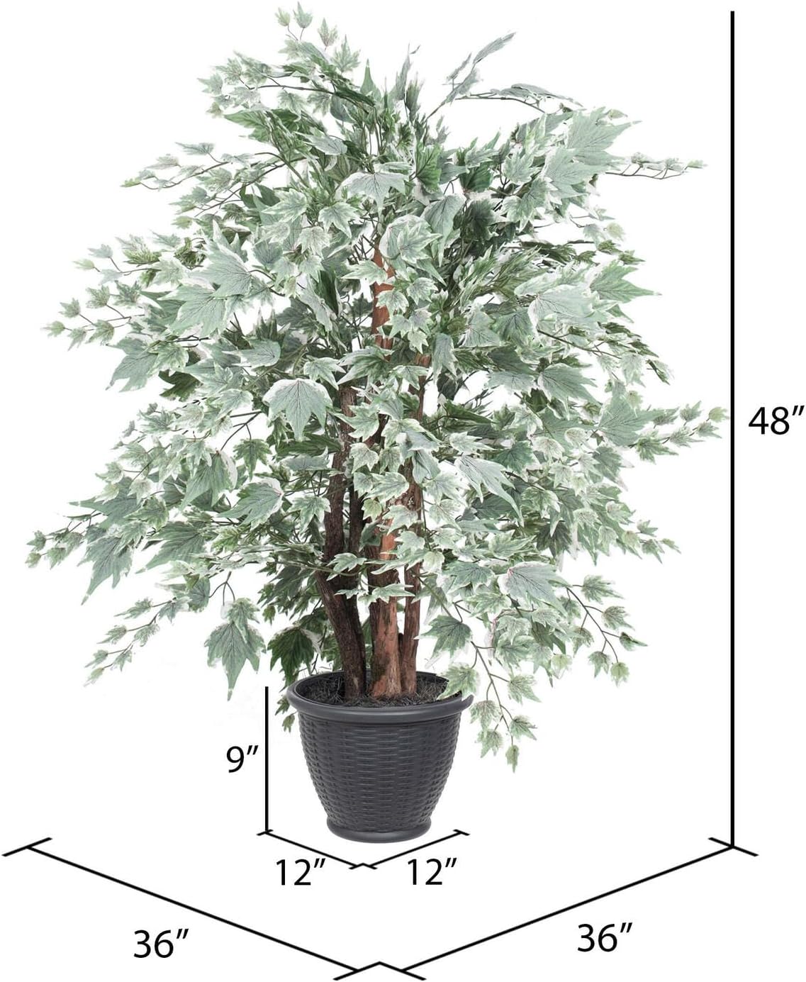 Vickerman 4 Foot Artificial Silver Maple Bush with Decorative Container