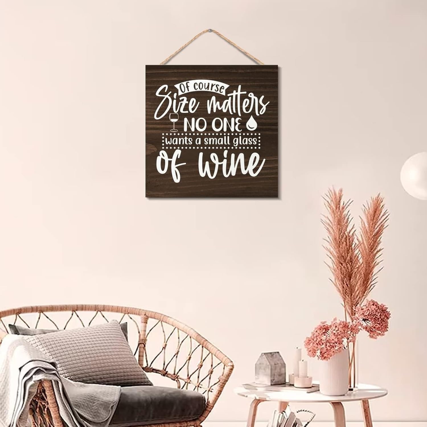 Wooden Wine Quote Sign for Farmhouse Decor 12x12 Inch