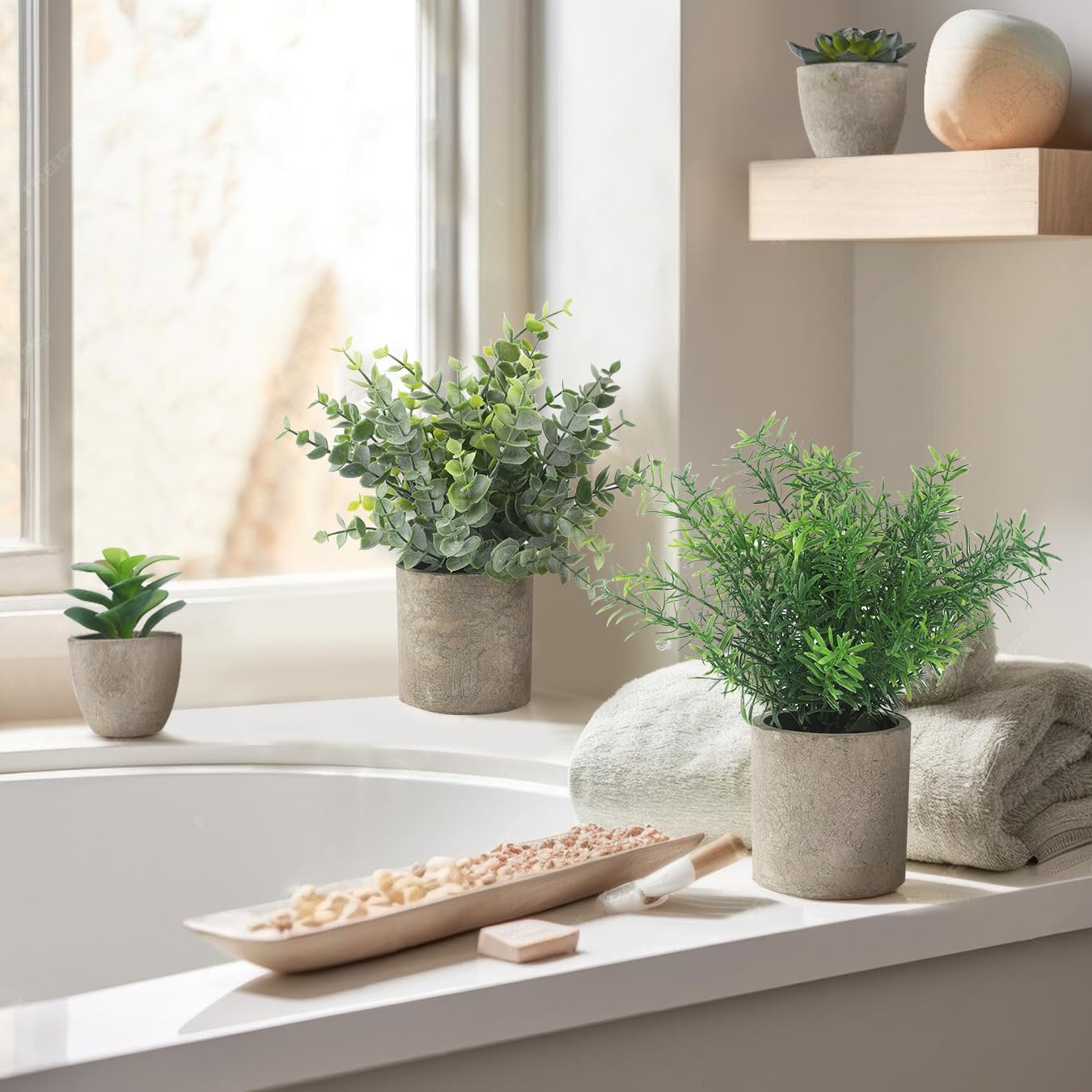 ALAGIRLS 4 Pack Artificial Plants Indoor Decor Set
