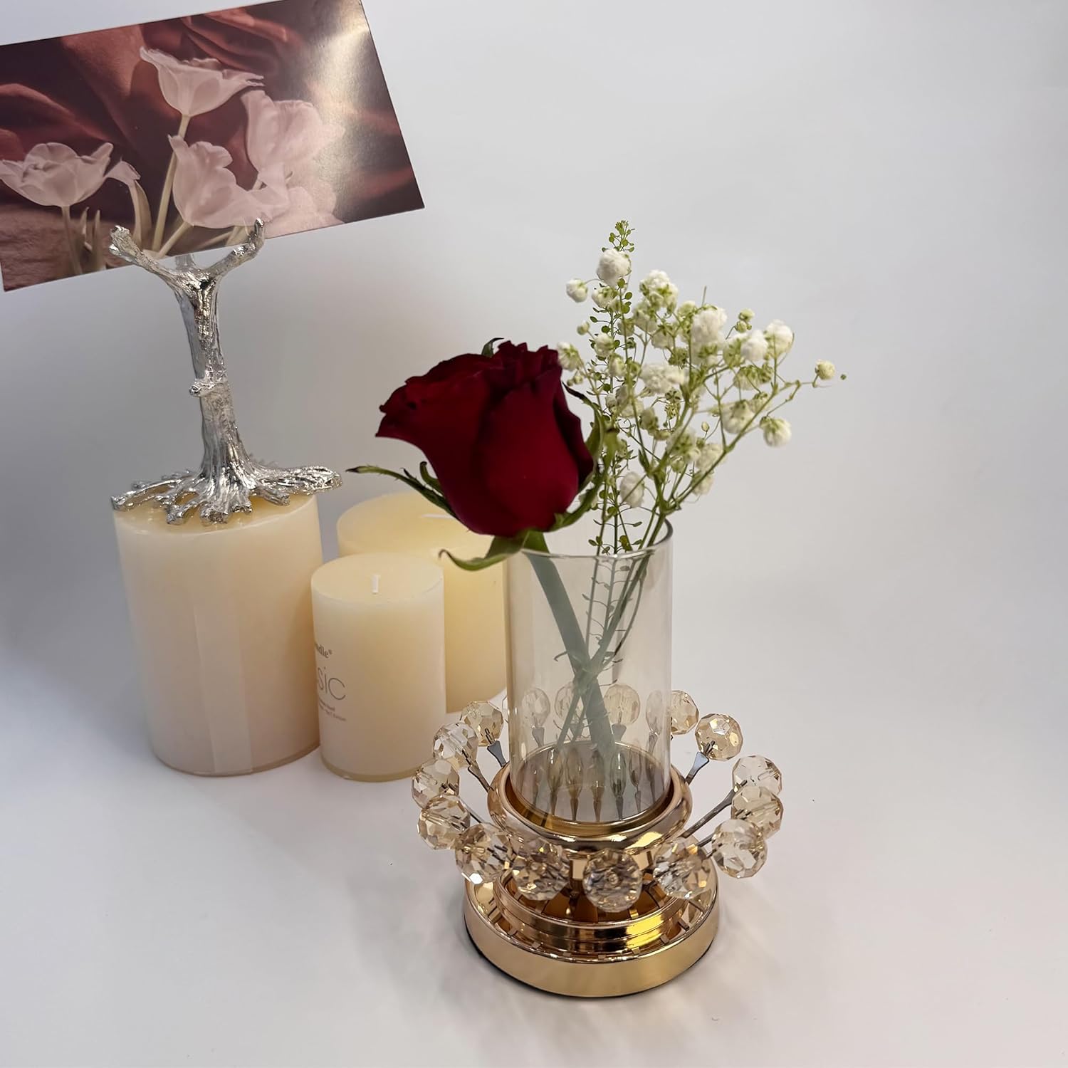 Gold Hurricane Candle Holder Elegant Centerpiece for Weddings and Parties