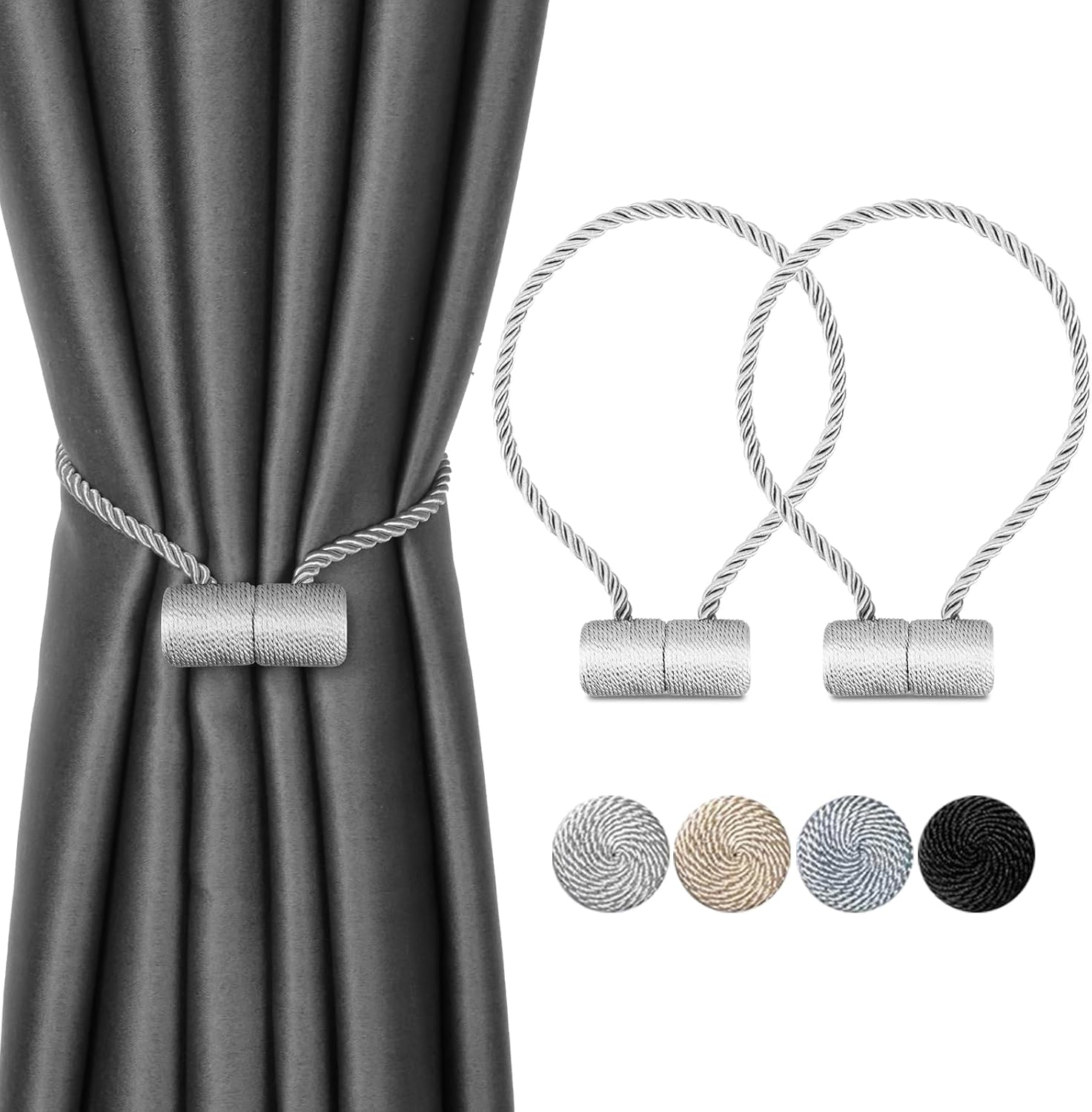 2pcs Magnetic Curtain Tiebacks with Woven Design