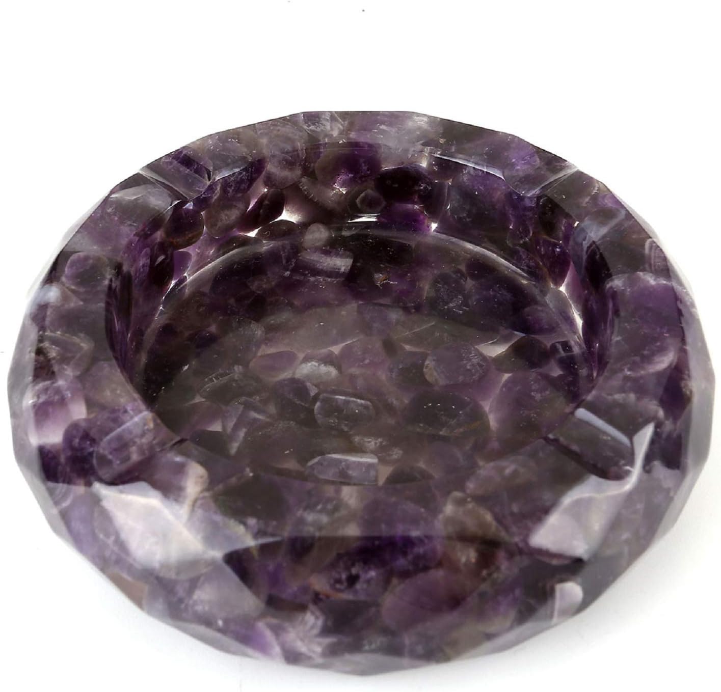Yoption Amethyst Crystal Ashtray with Tumbled Stone Design