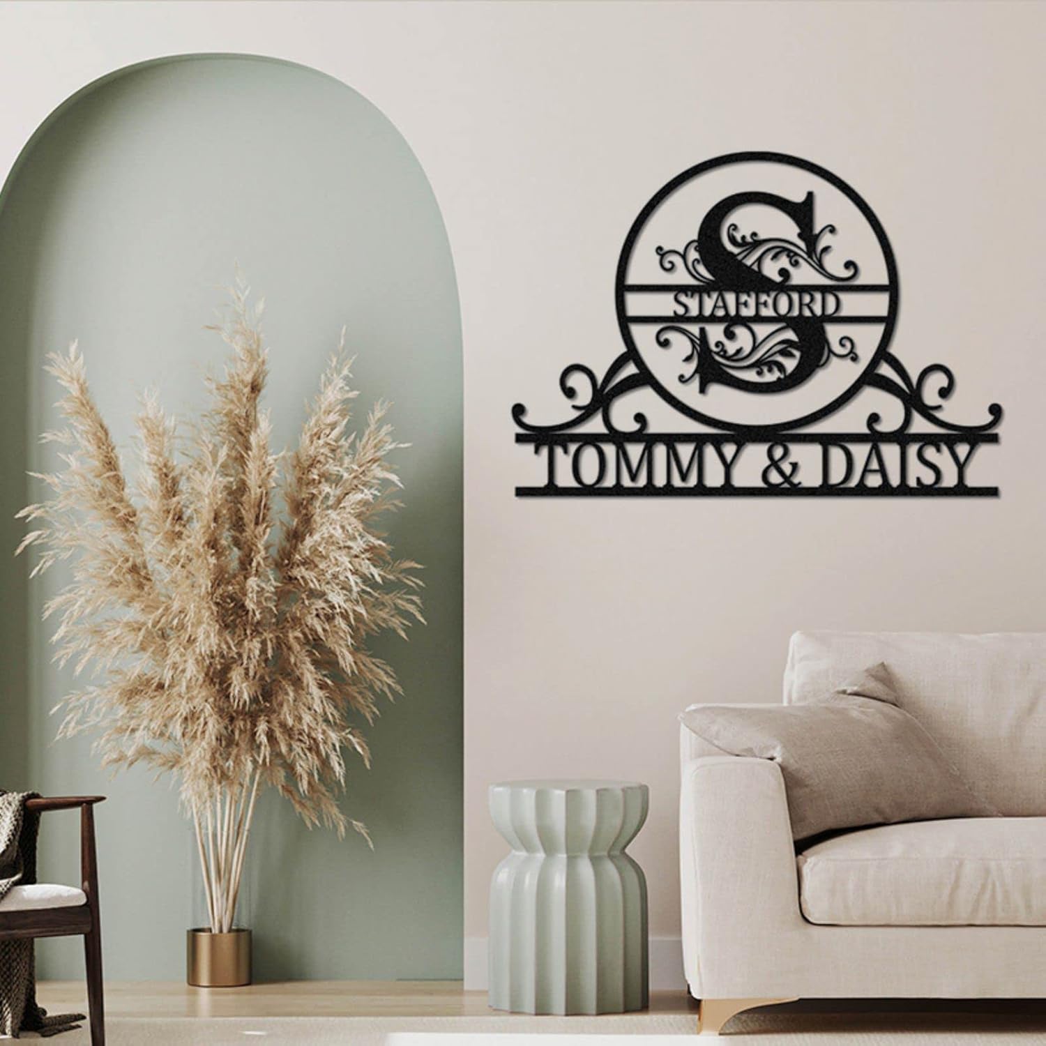 Custom Name Metal Sign - Personalized Last Name Monogram Wall Decor