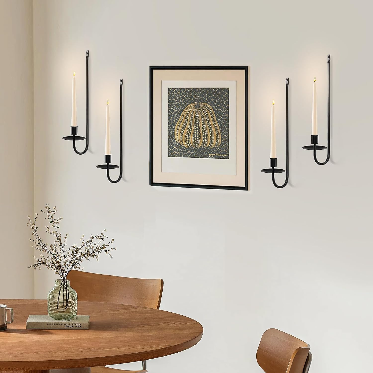 Black Candle Sconces Set of 4 Taper Pillar Wall Candle Holder