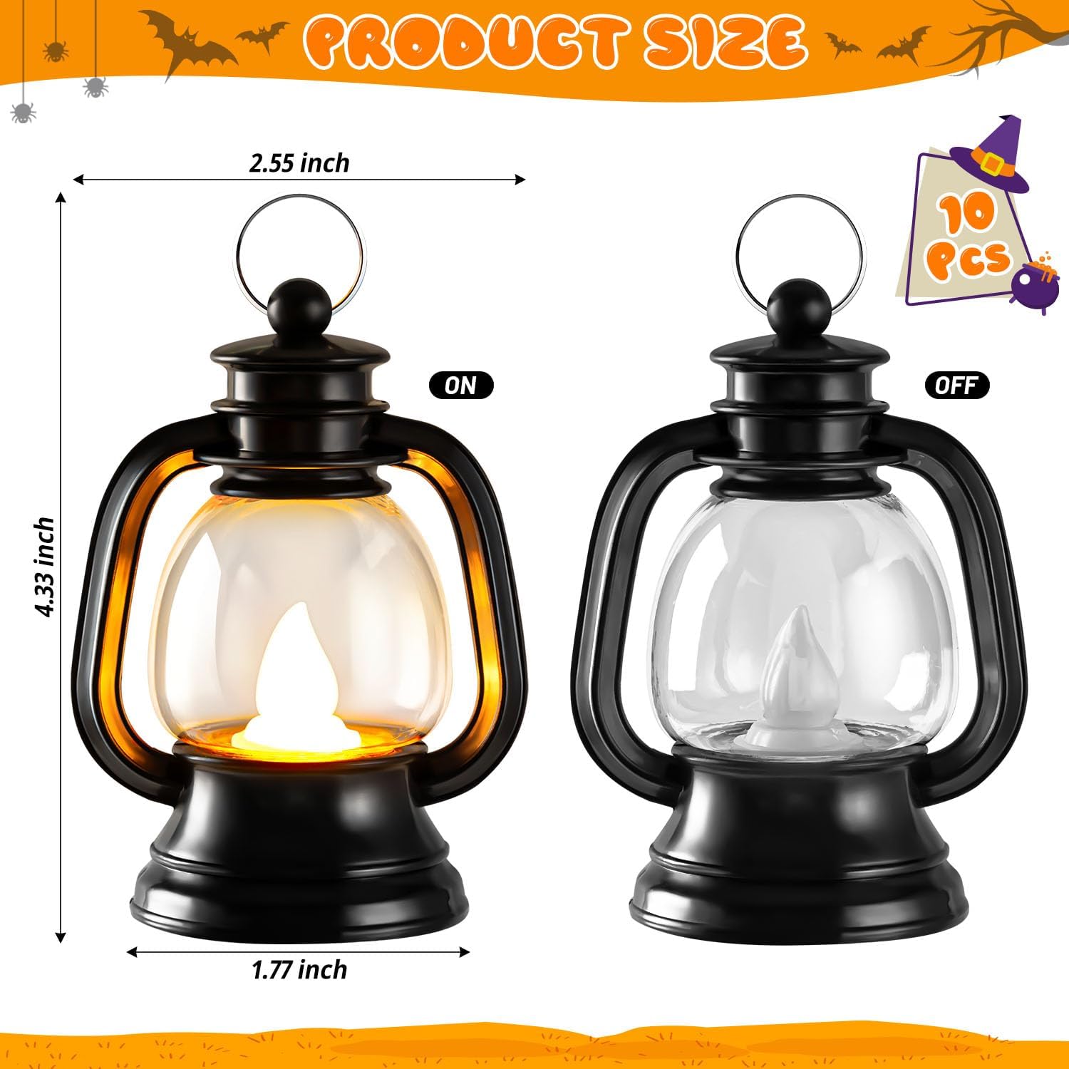 12 Pcs Halloween Mini Lantern with LED Candle