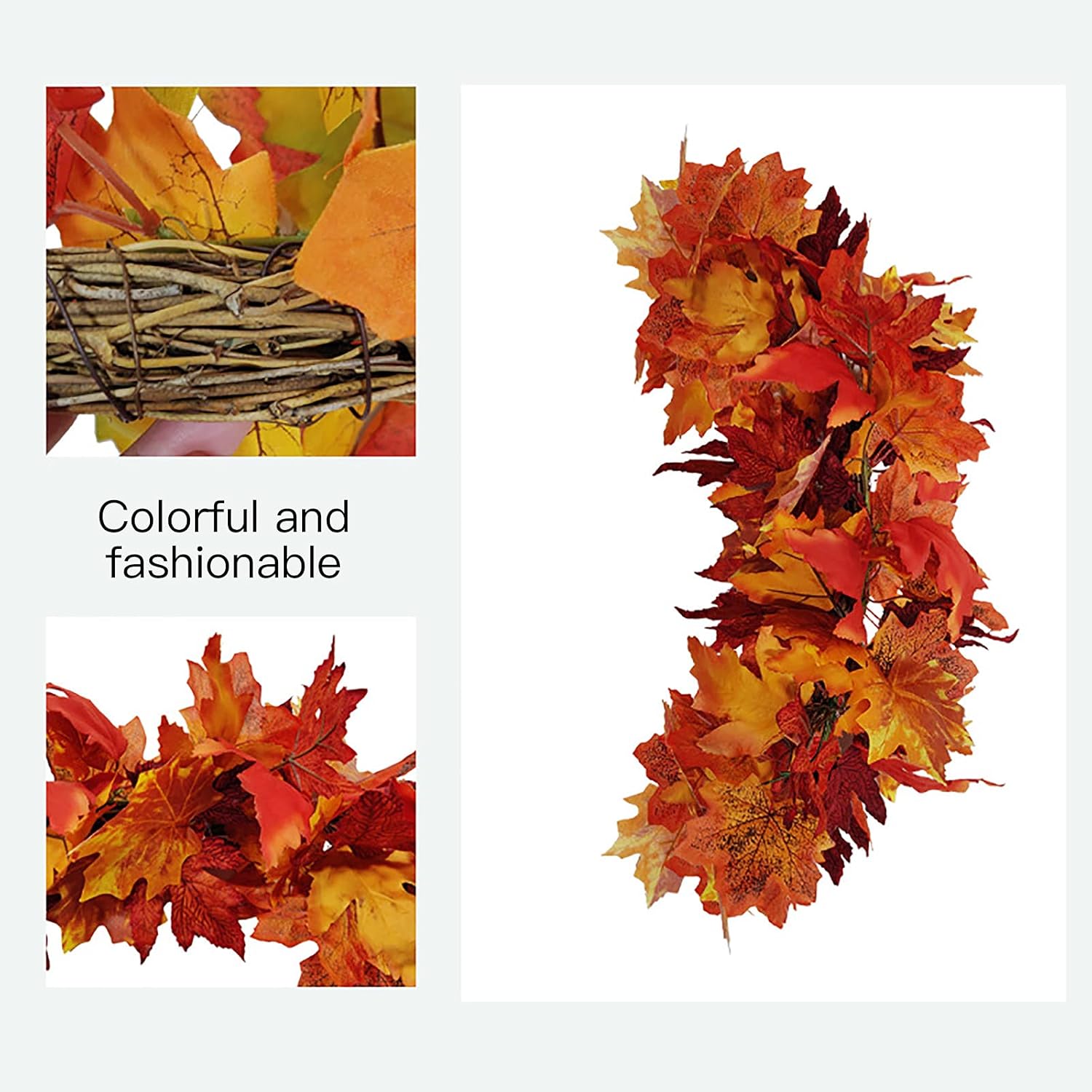 20 Inch Fall Swag Autumn Wreath with Maple Leaf