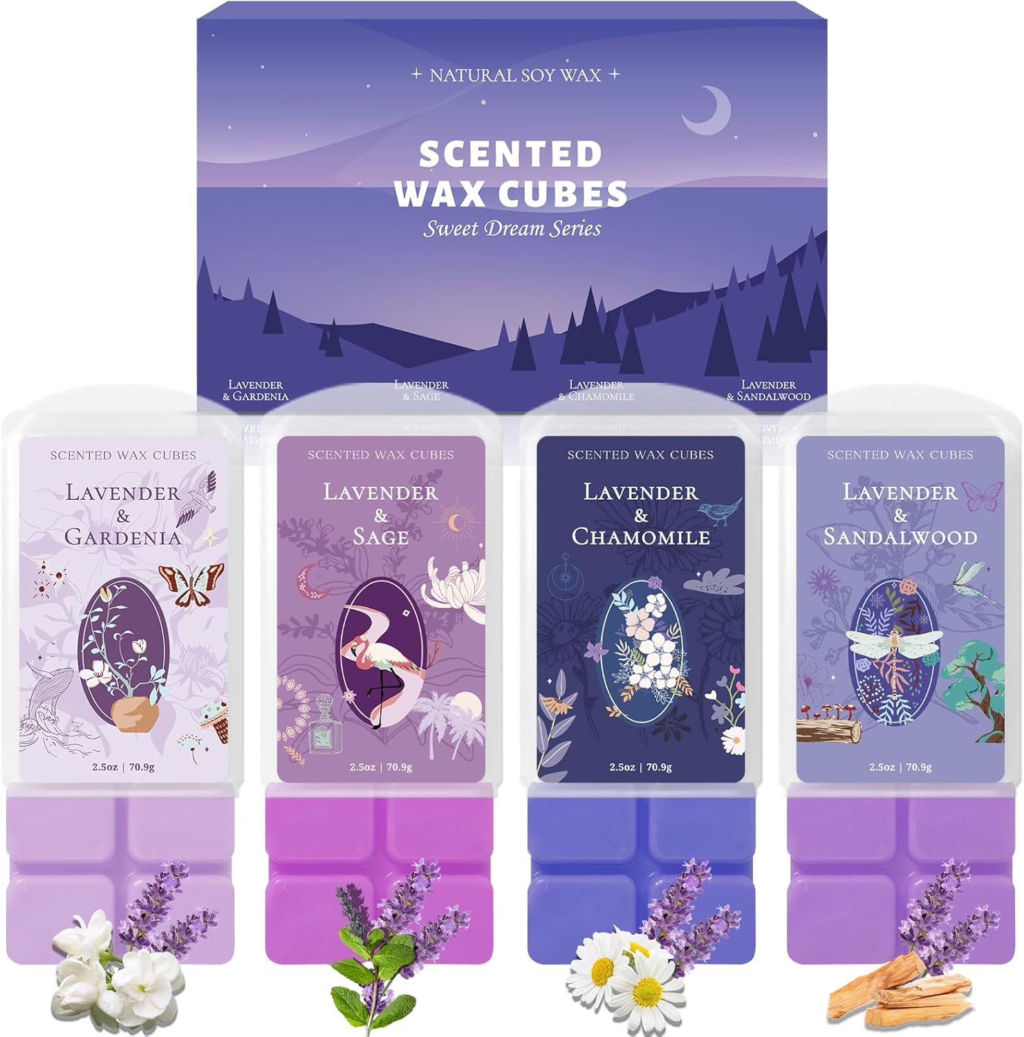 SCENTORINI Wax Melts 4-Pack Lavender Scent for Sleep