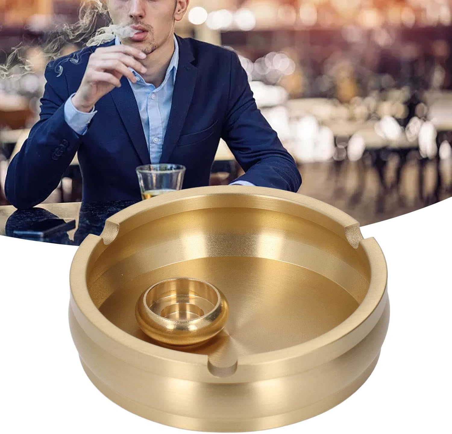 Joyzan Durable Brass Round Ashtray for Cigarettes