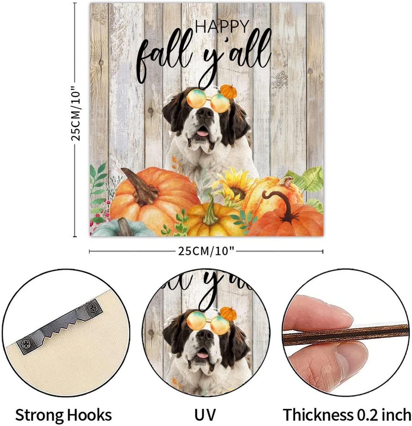 Thanksgiving Hello Fall Decor Wooden Sign 10x10in