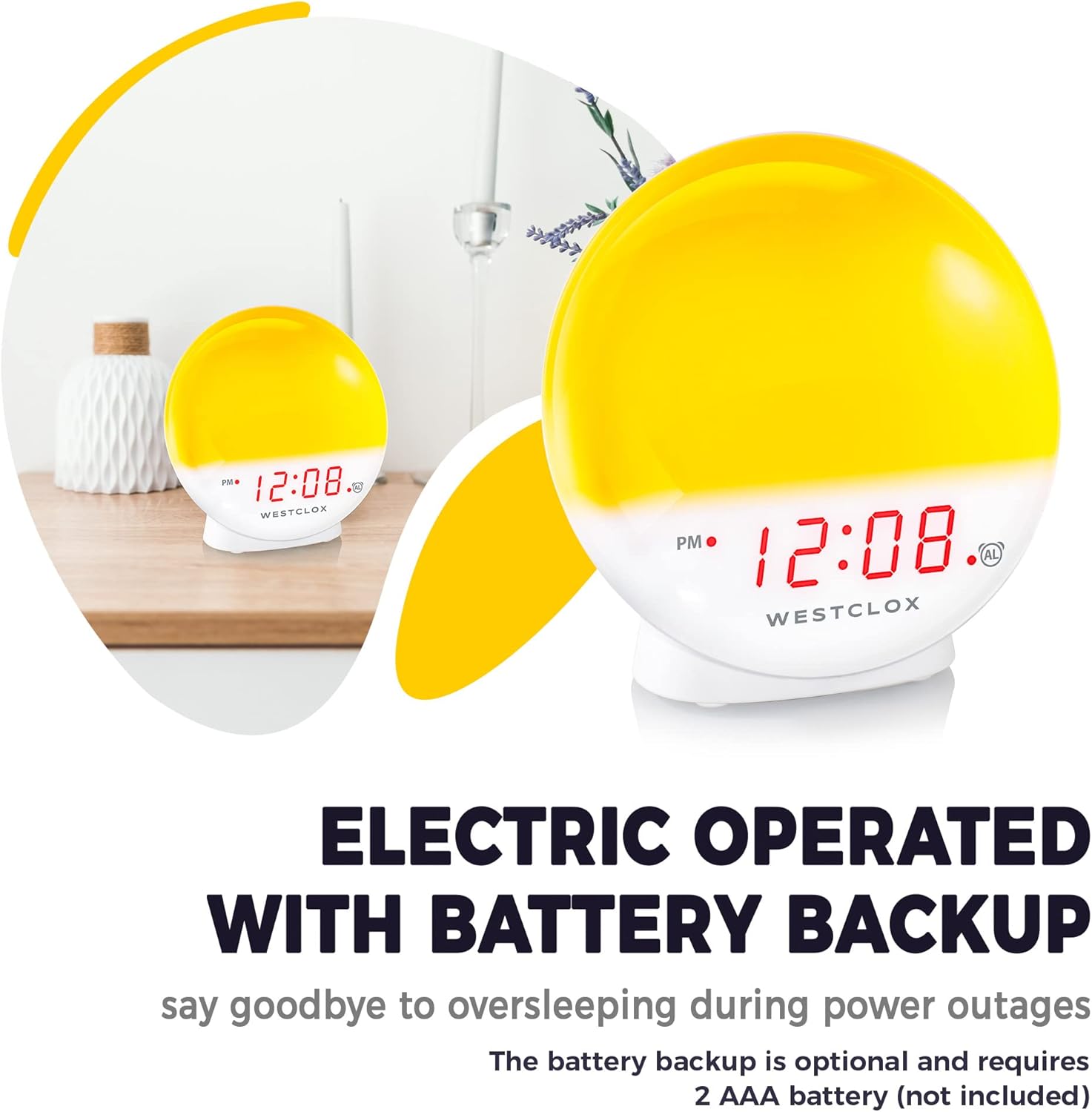 Westclox Sunrise Alarm Clock with Dimmable Nightlight and Sunset Simulator