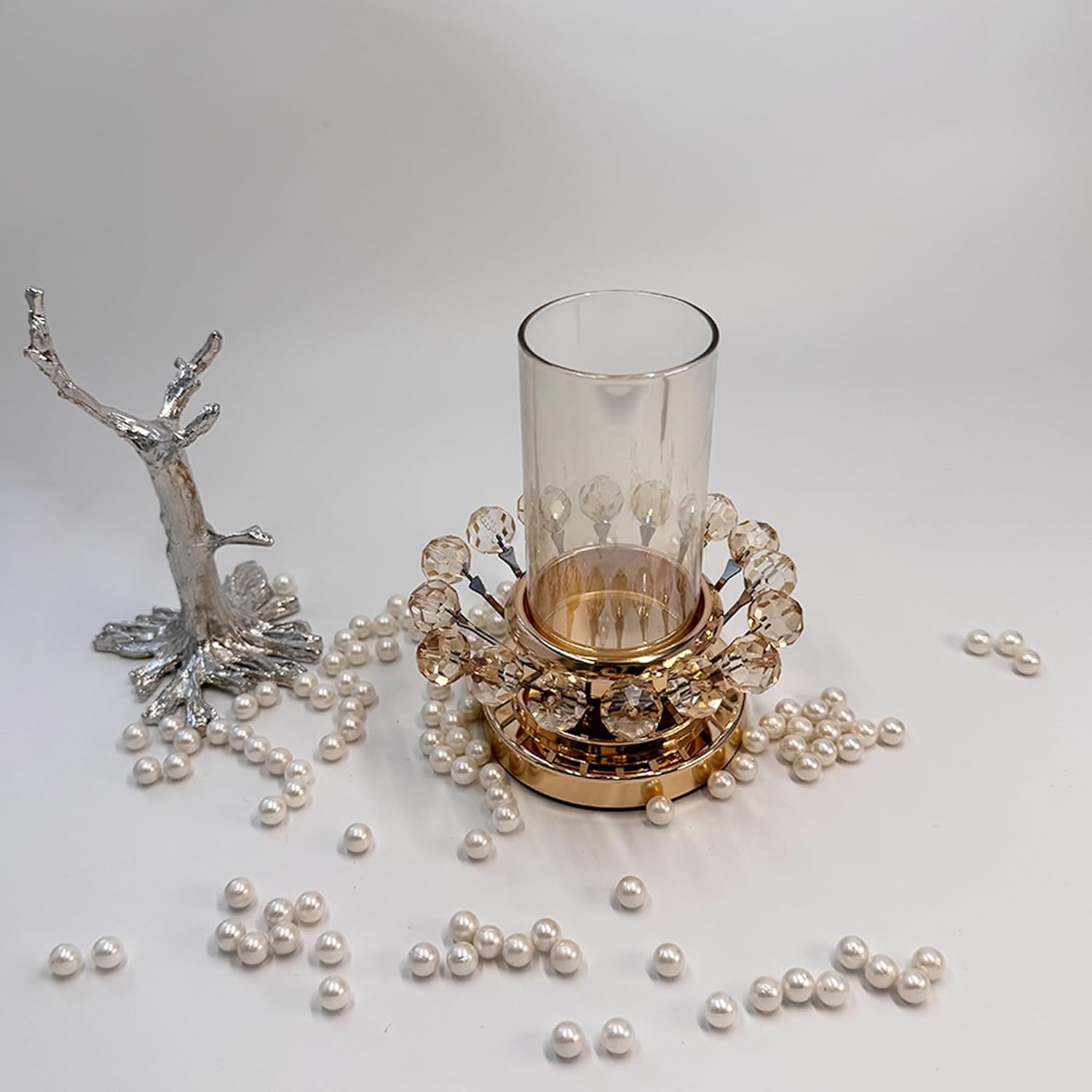 Gold Hurricane Candle Holder Elegant Centerpiece for Weddings and Parties