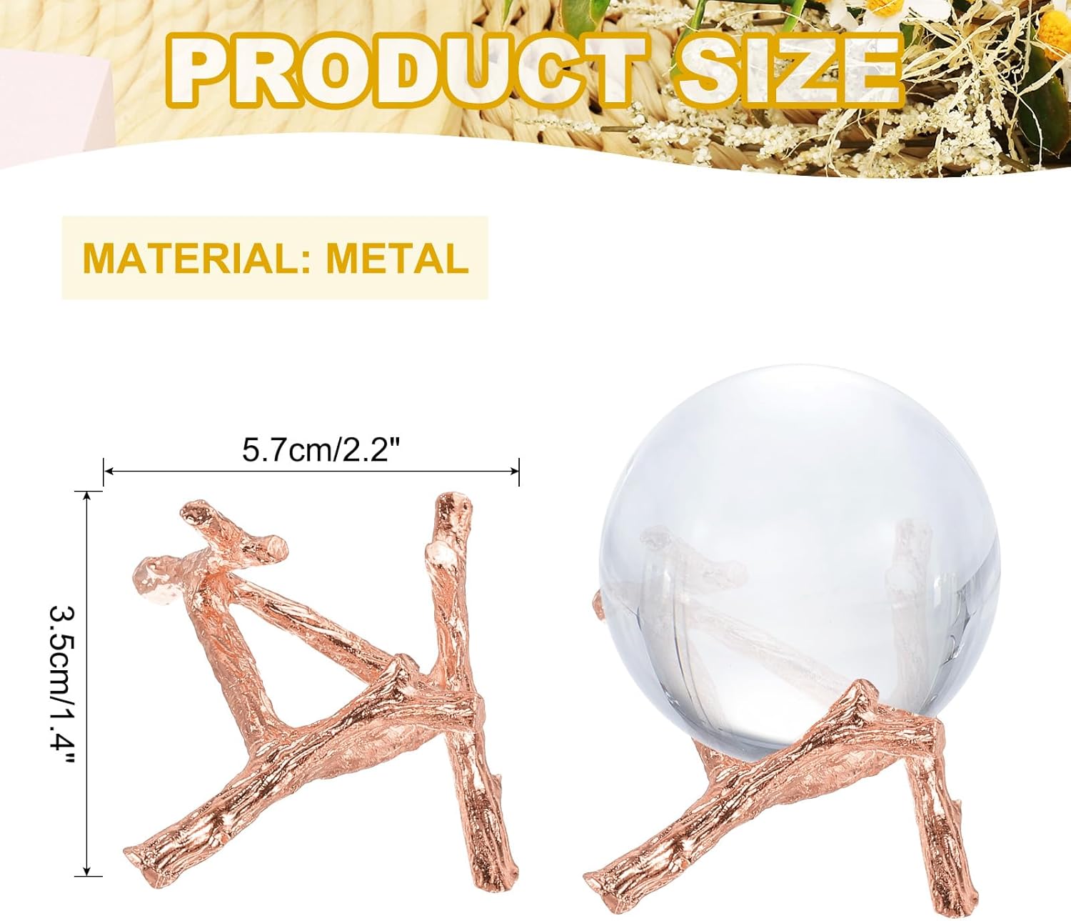 Uxcell Metal Crystal Ball Display Stand 22 Dia Rose Gold Pedestal Holder