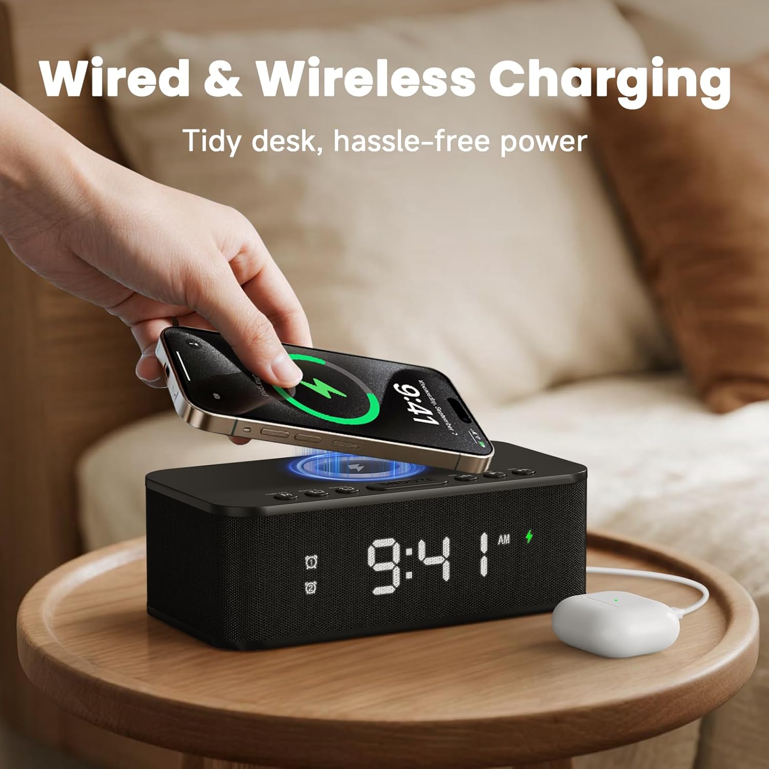 Digital Alarm Clock with White Noise and Bluetooth