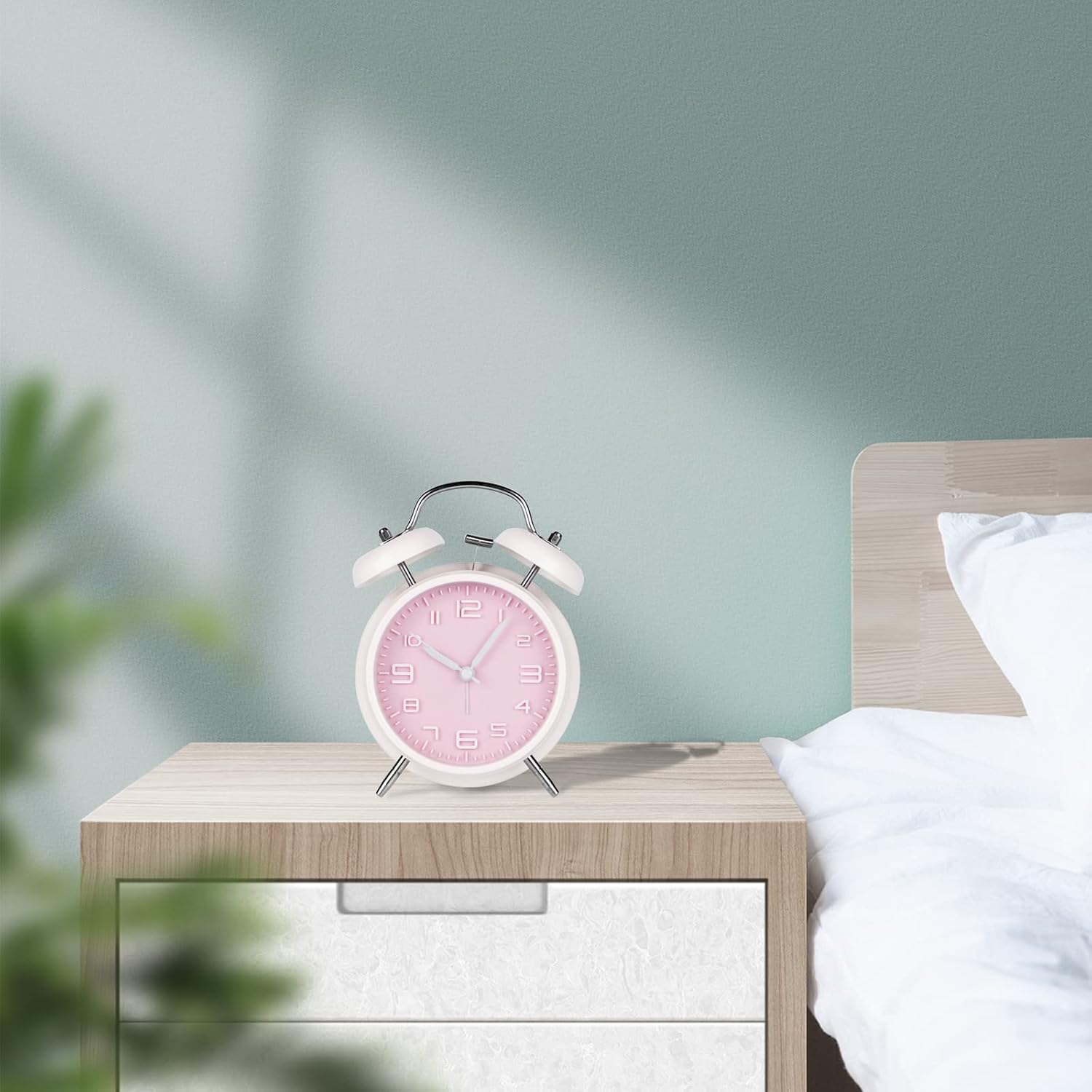 PILIFE Analog Alarm Clock 4 Inch Super Silent Twin Bell