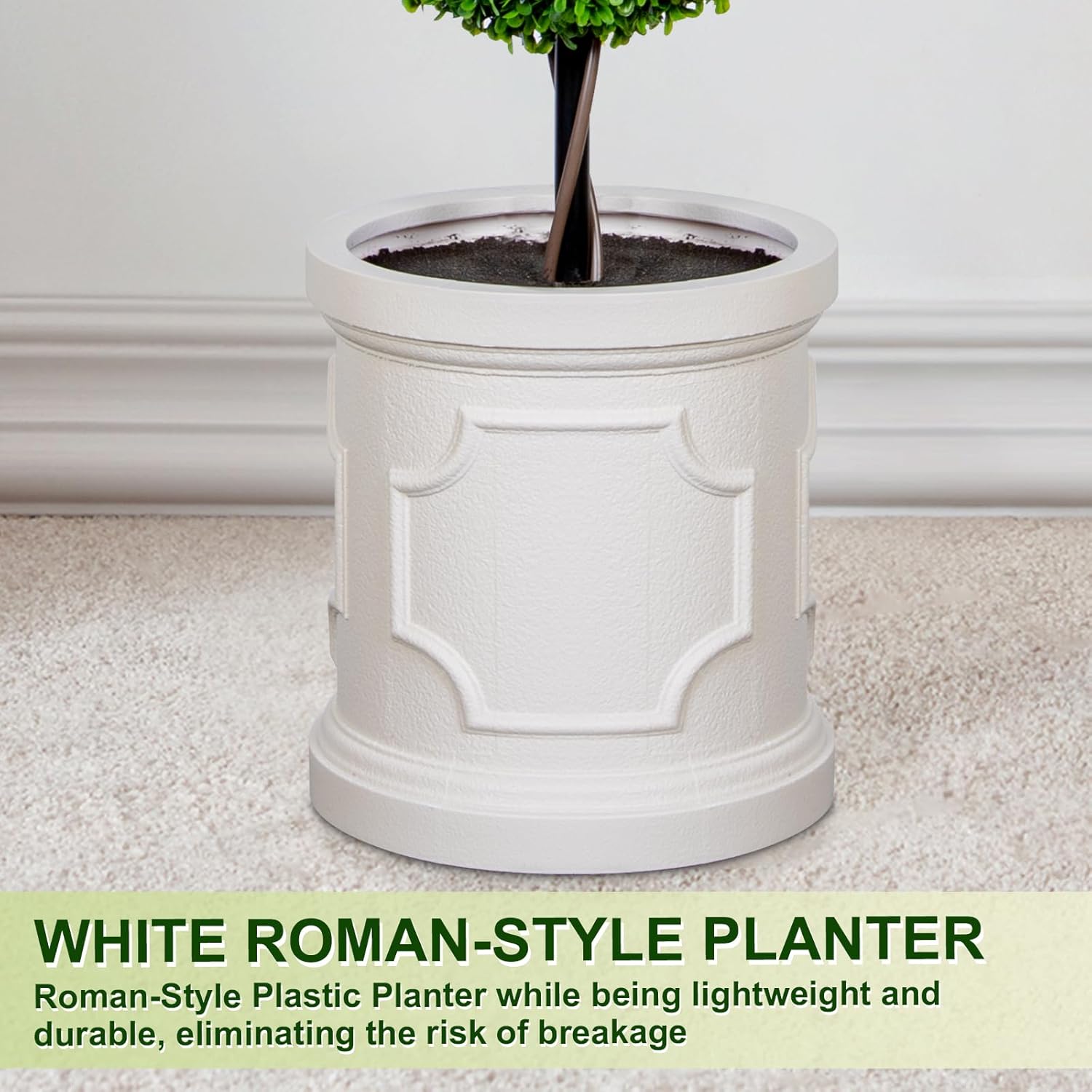 VIVATREES 3FT Artificial Triple Ball Topiary Set of 2 with Planter Pot