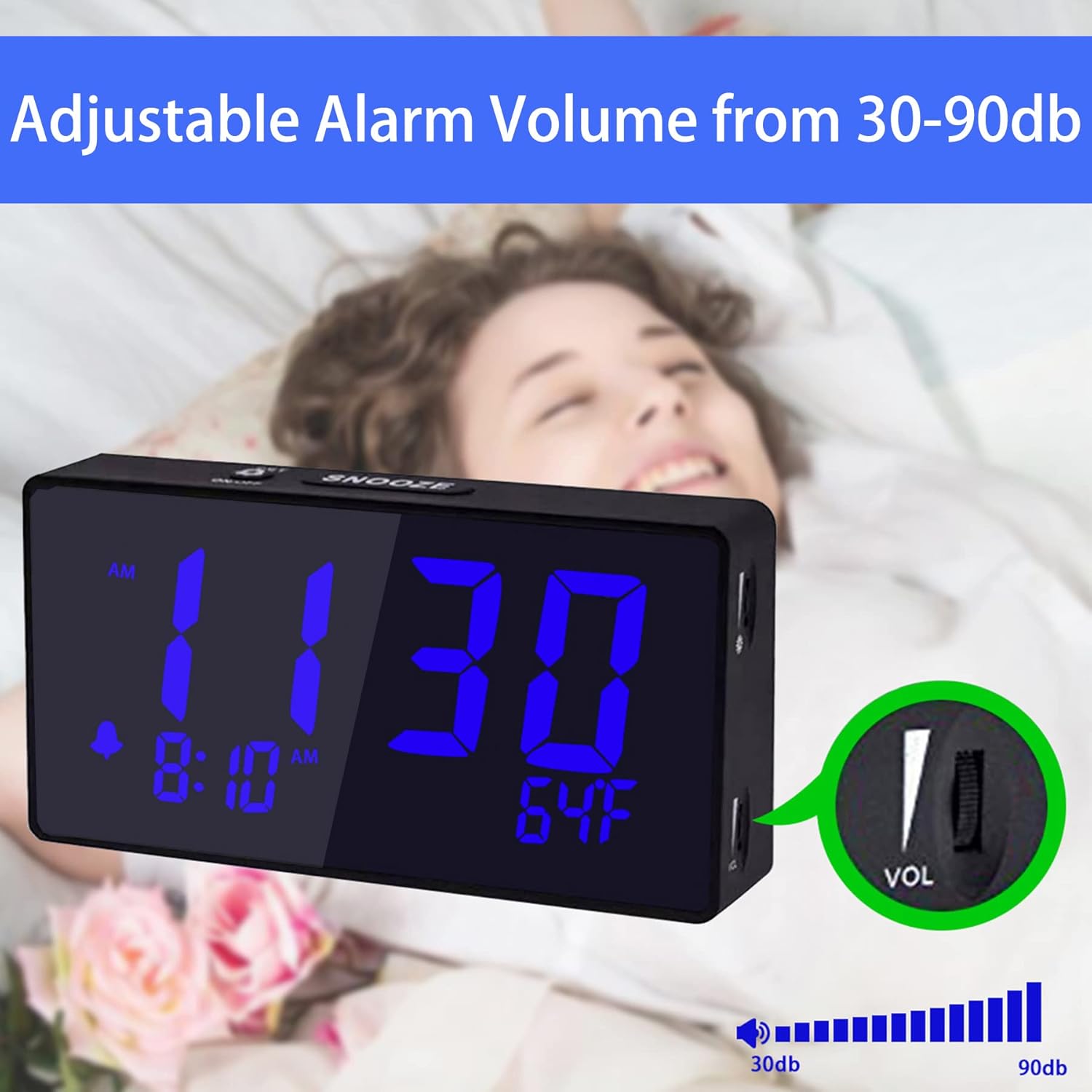BOCTOP Desk Digital Alarm Clock with USB Port