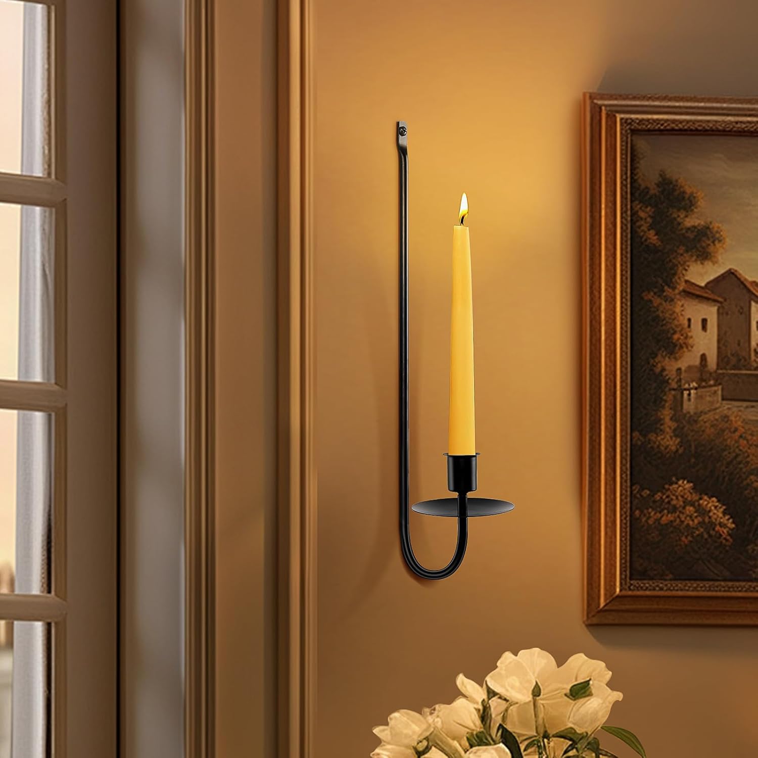 Black Candle Sconces Set of 4 Taper Pillar Wall Candle Holder