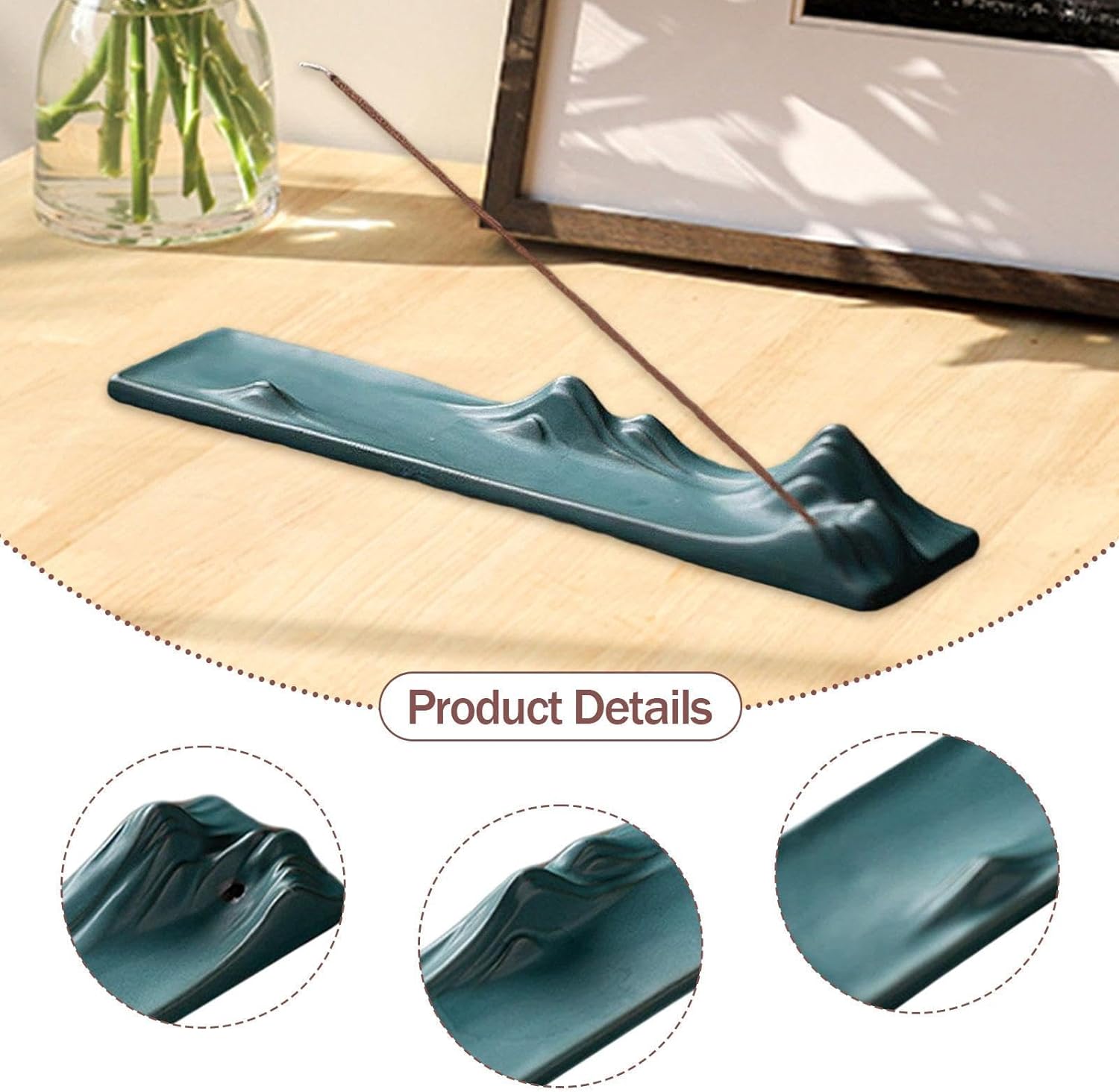 Green Ceramic Ash Tray Burner for Home Office Living Room